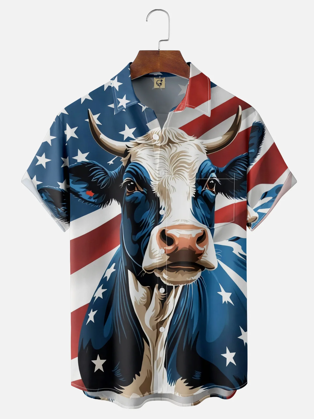 Moisture-wicking National American Cow Chest Pocket Patriotic Shirt