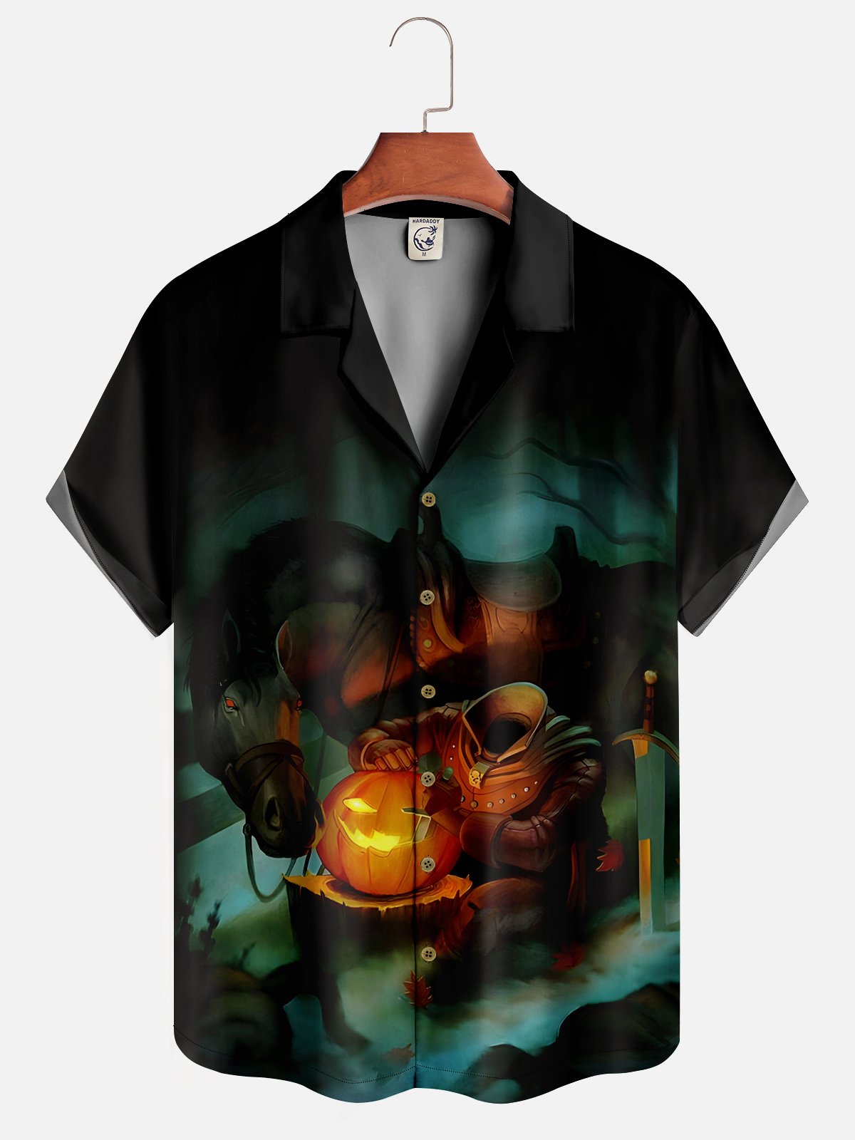 Moisture-wicking Halloween Headless Rider Aloha Shirt