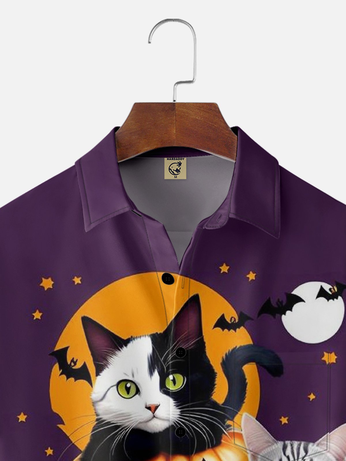 Moisture-wicking Halloween Cats Chest Pocket Casual Shirt