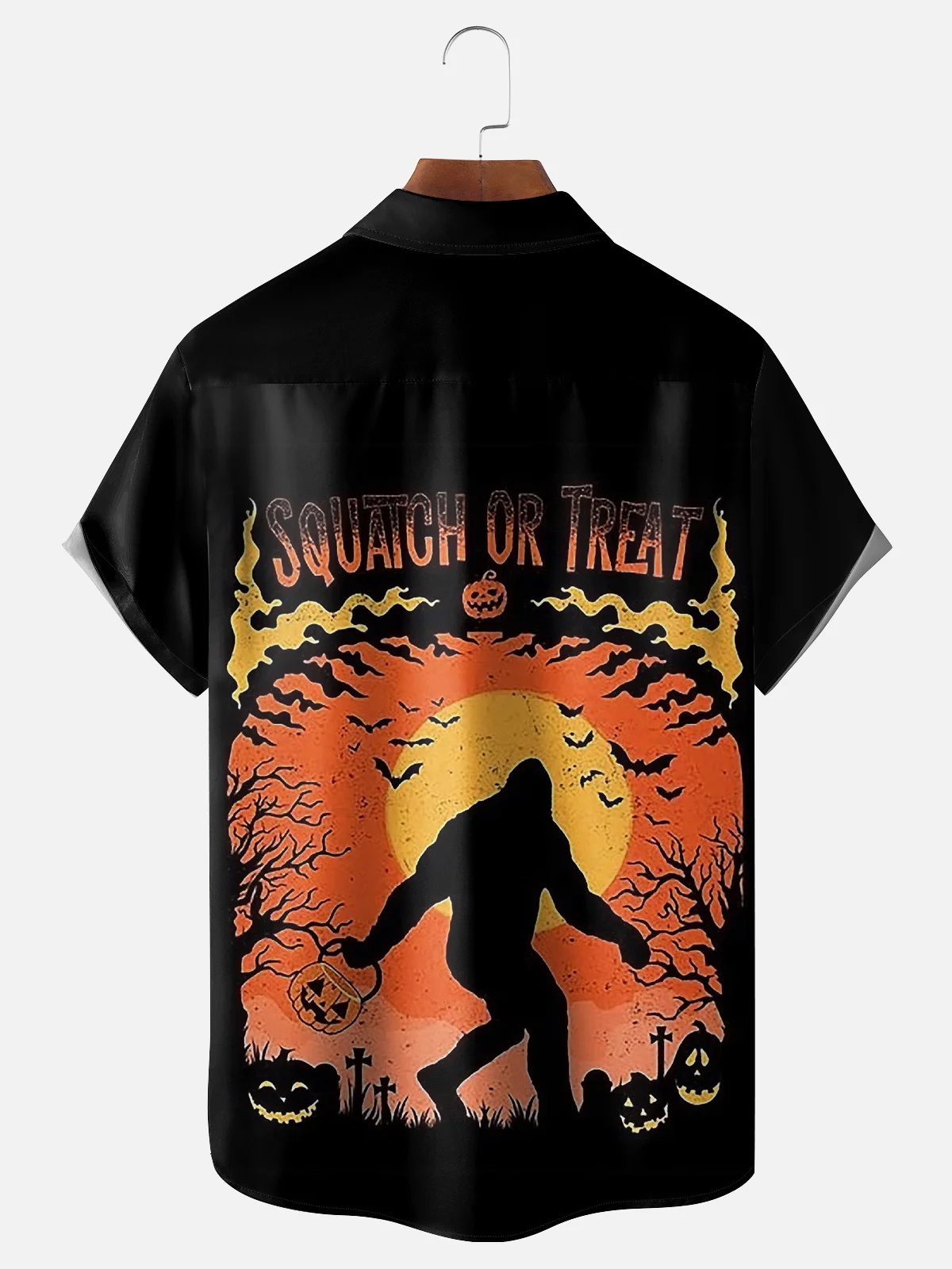 Moisture-wicking Halloween Bigfoot Chest Pocket Casual Shirt