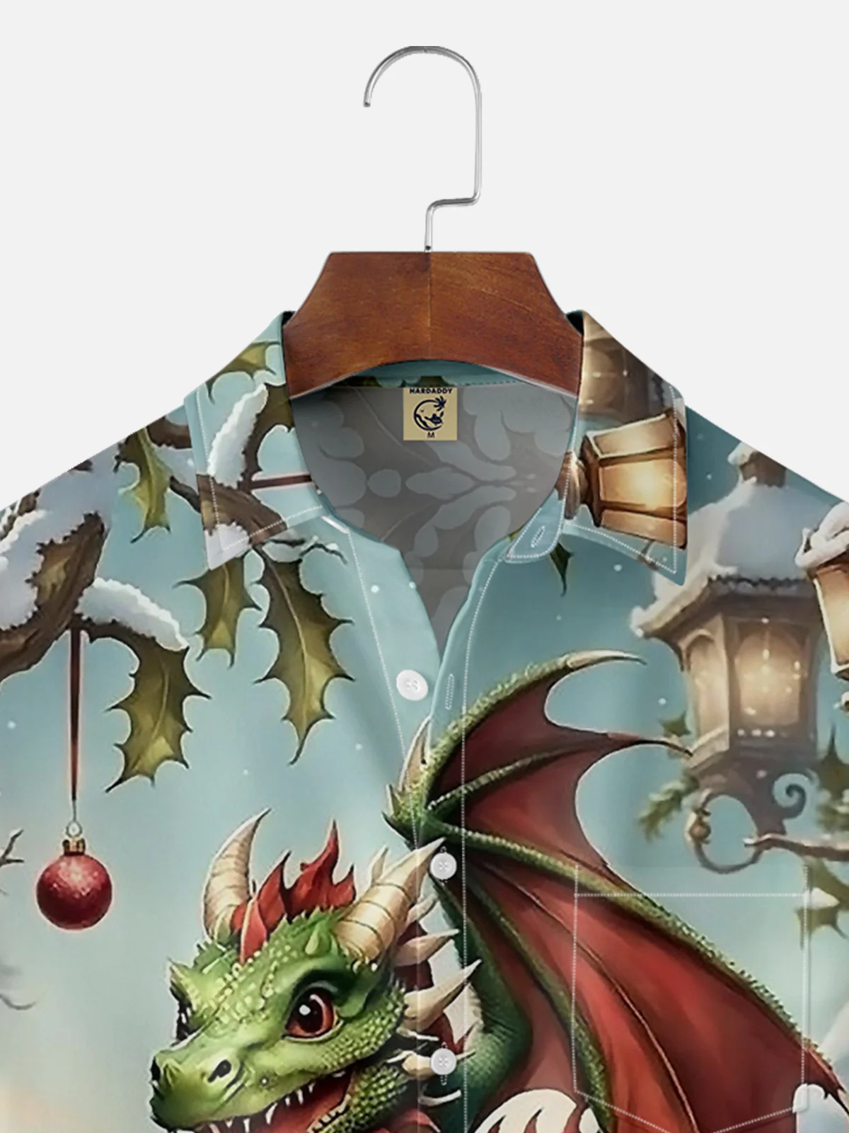 Moisture-wicking Christmas Dragon Chest Pocket Casual Shirt