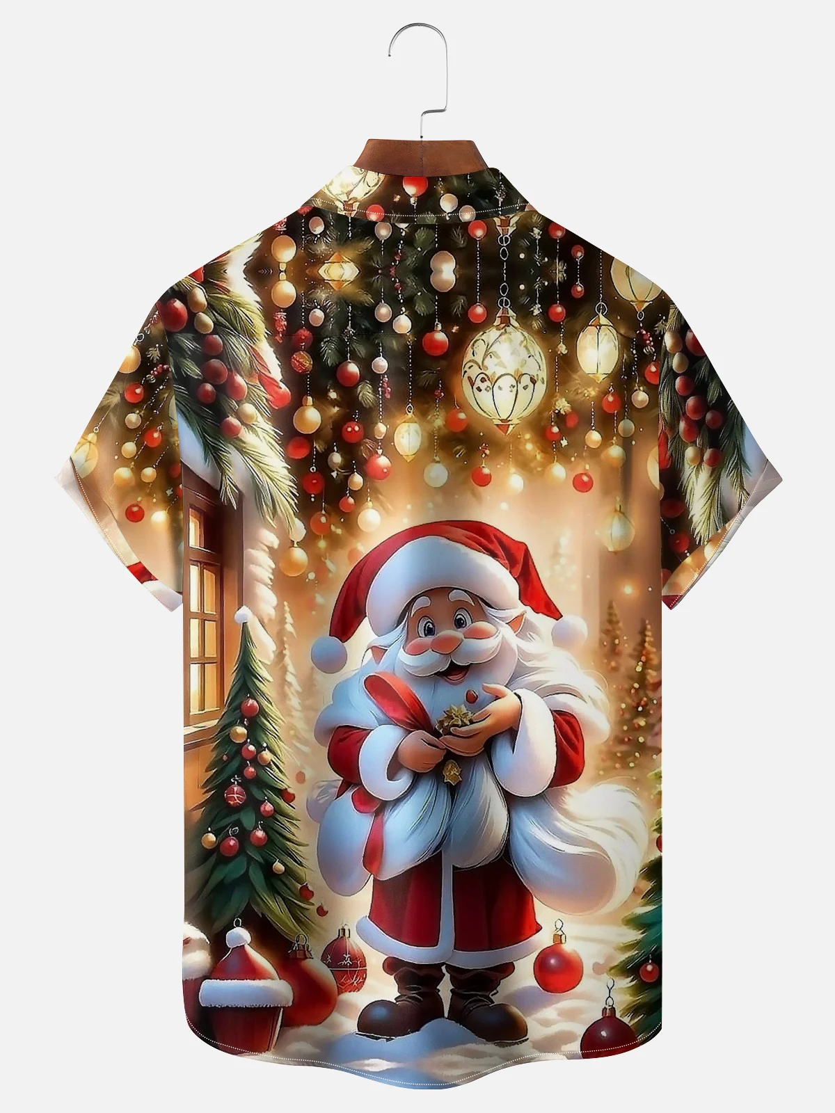 Moisture-wicking Christmas Santa Chest Pocket Casual Shirt