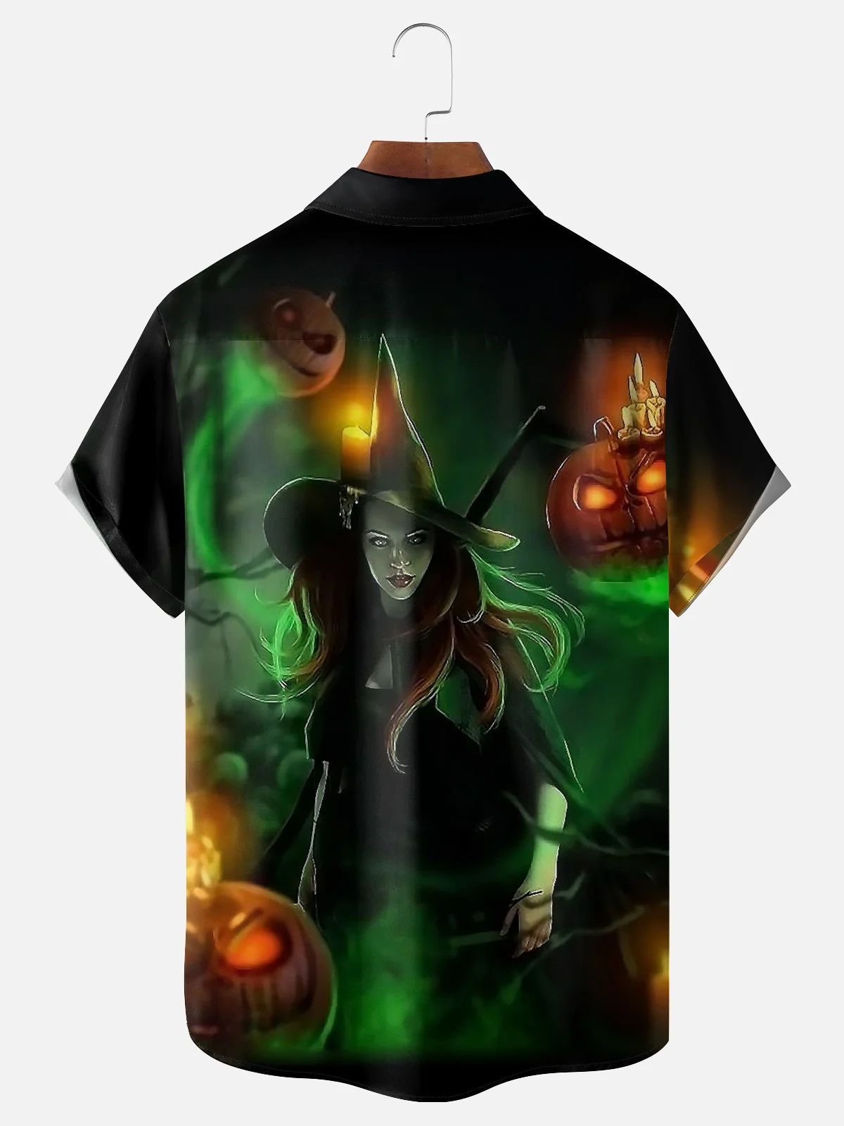 Moisture-wicking Halloween Witch Chest Pocket Casual Shirt