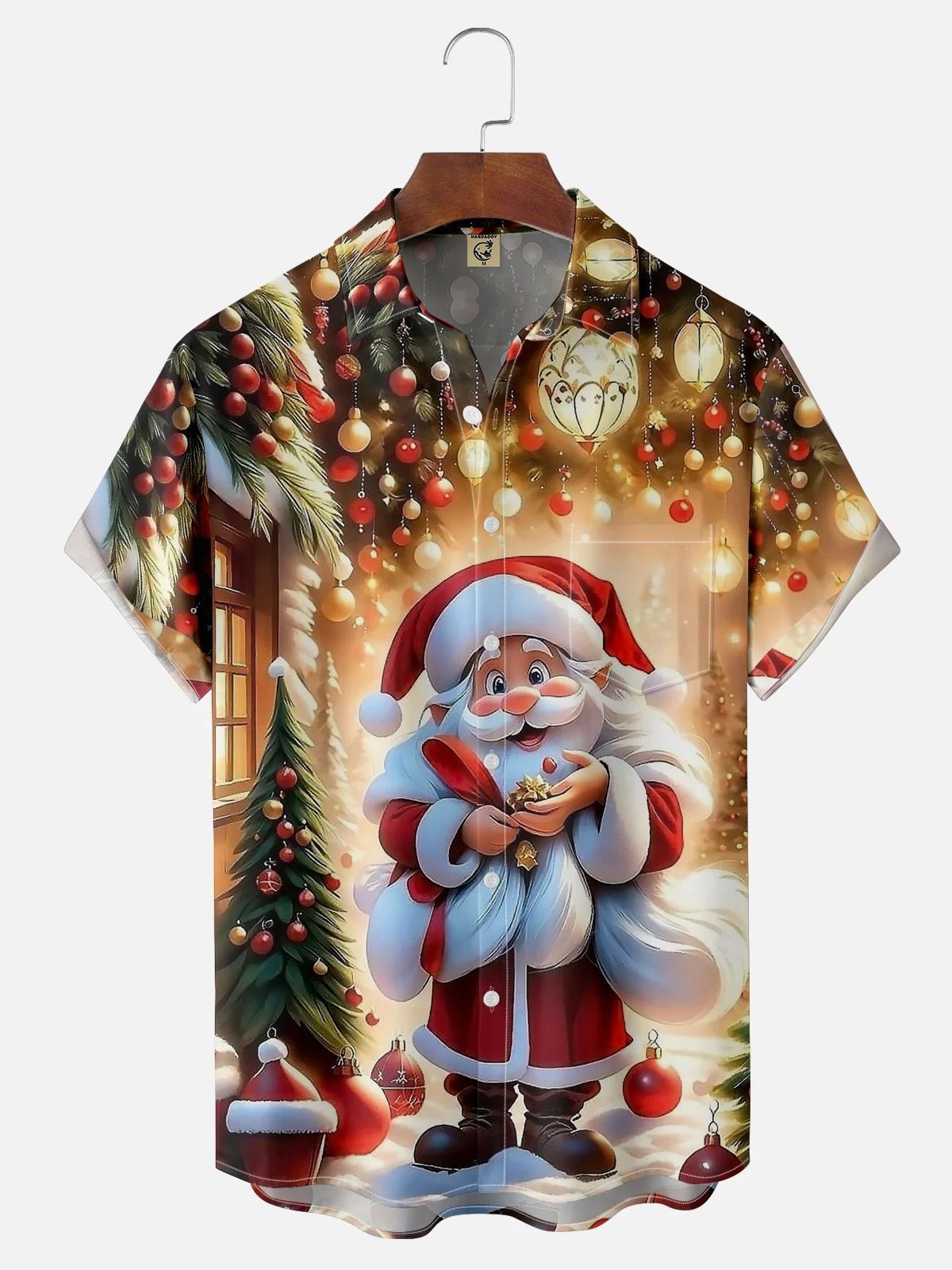 Moisture-wicking Christmas Santa Chest Pocket Casual Shirt