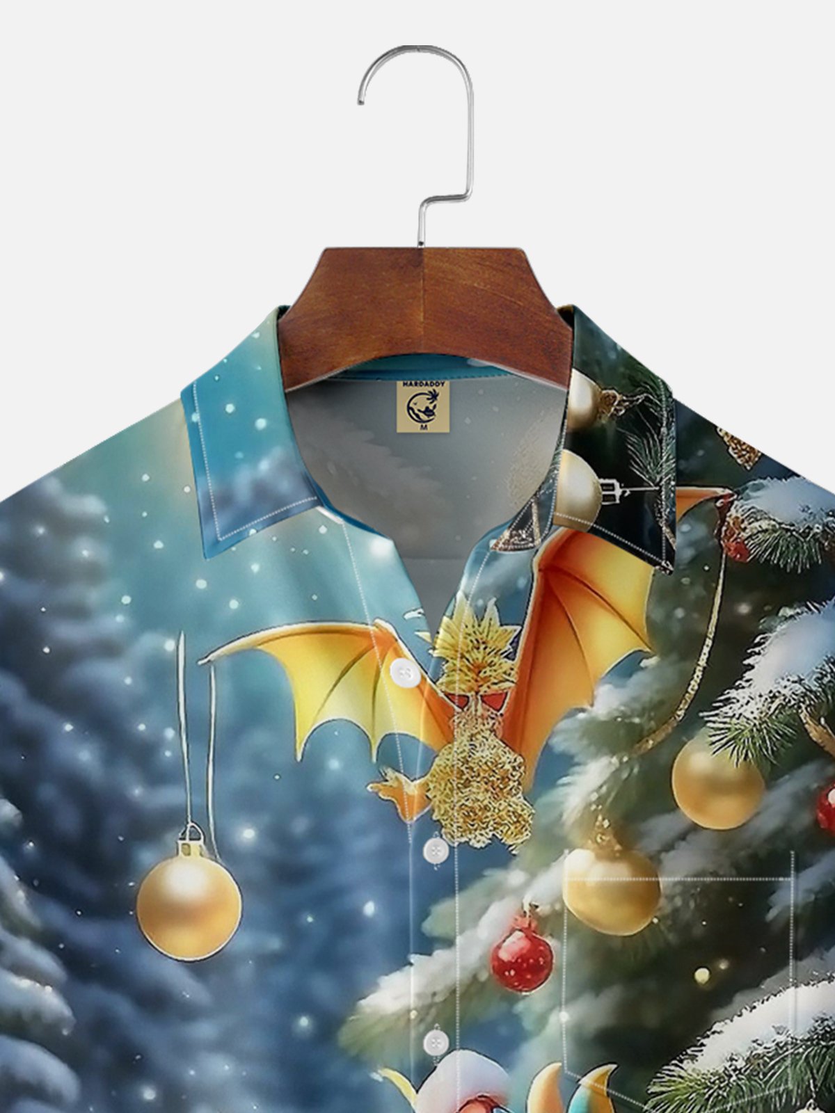 Moisture-wicking Christmas Dragon Chest Pocket Casual Shirt