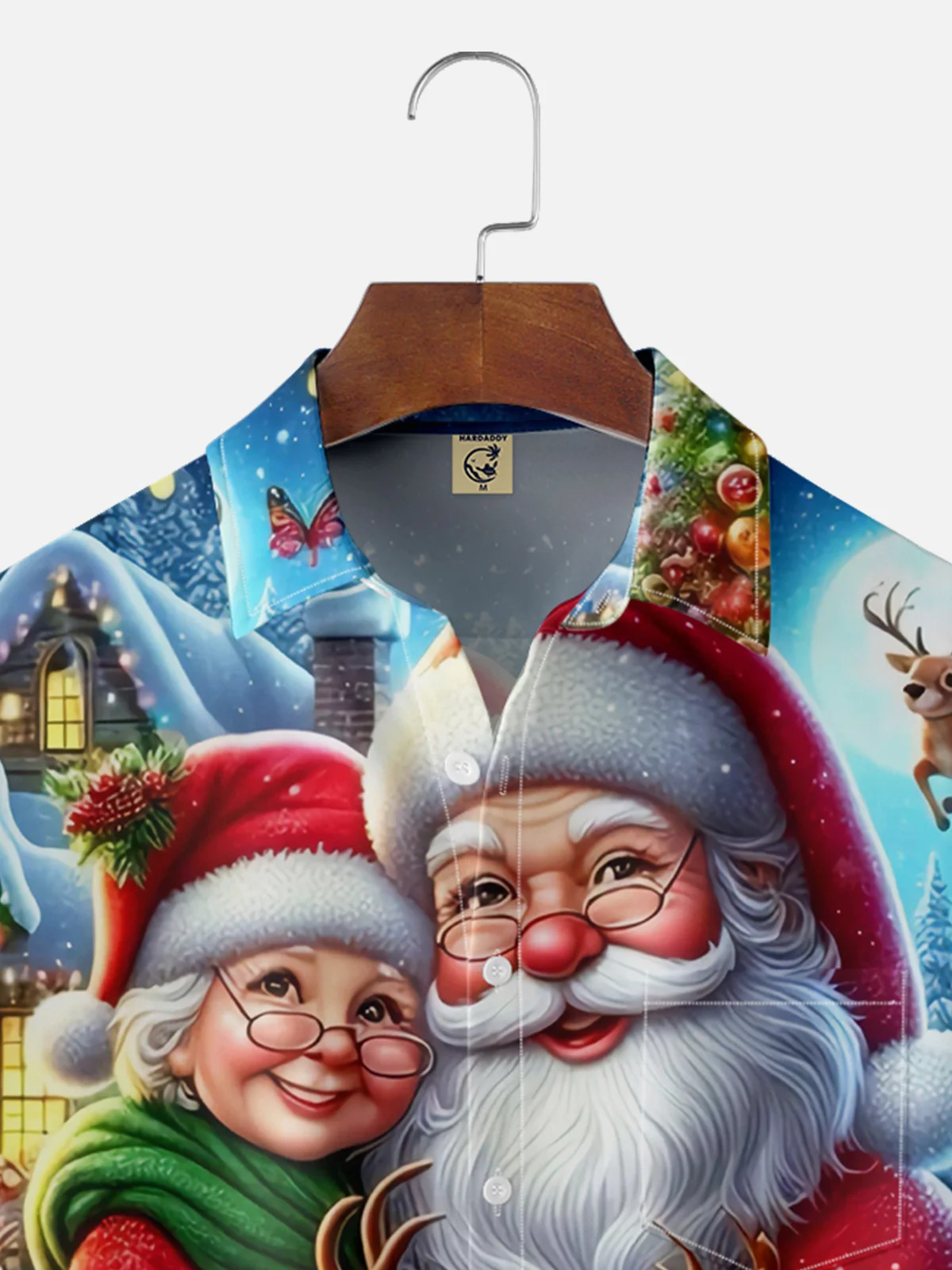 Moisture-wicking Christmas Santa Chest Pocket Casual Shirt