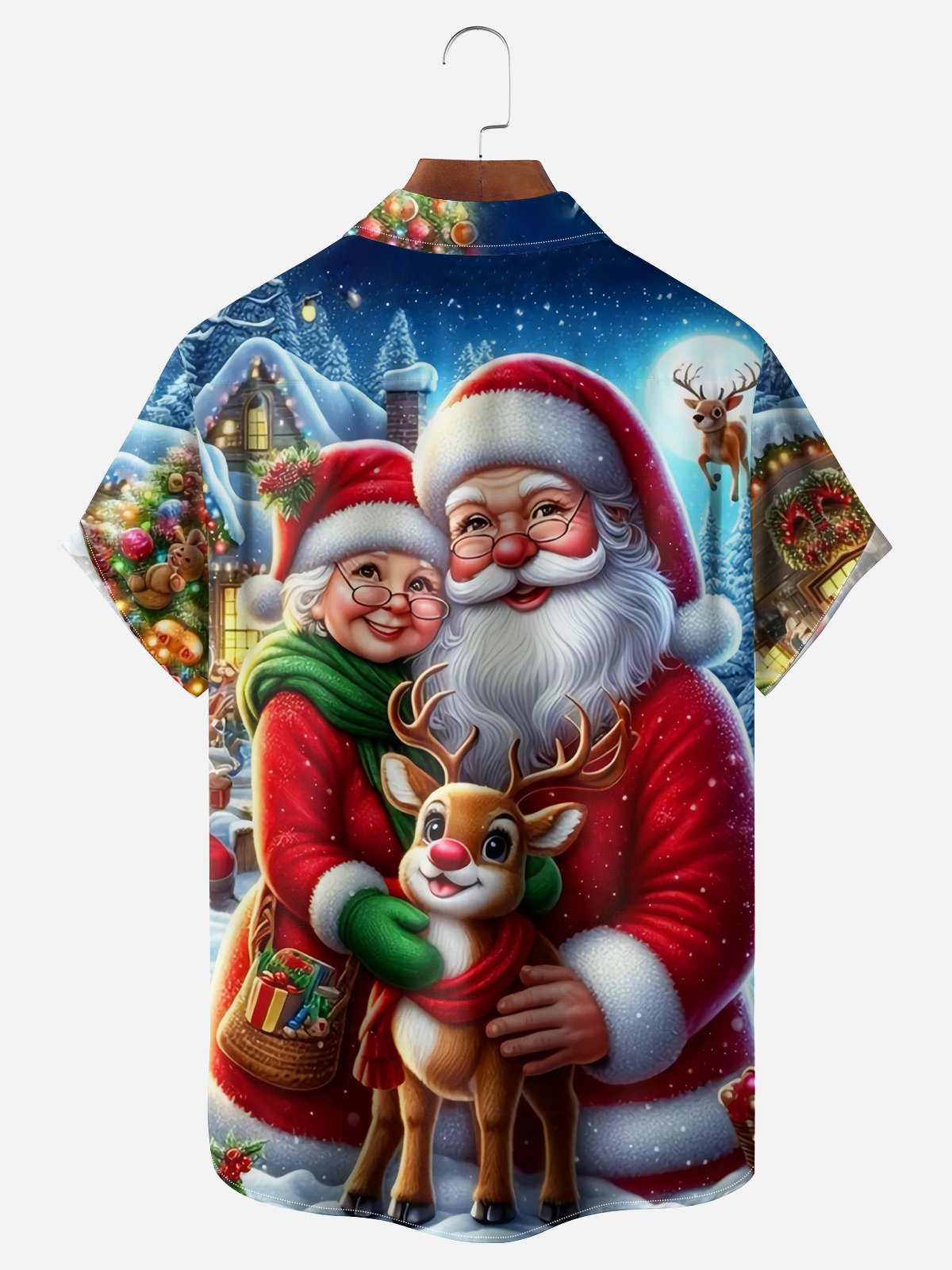 Moisture-wicking Christmas Santa Chest Pocket Casual Shirt