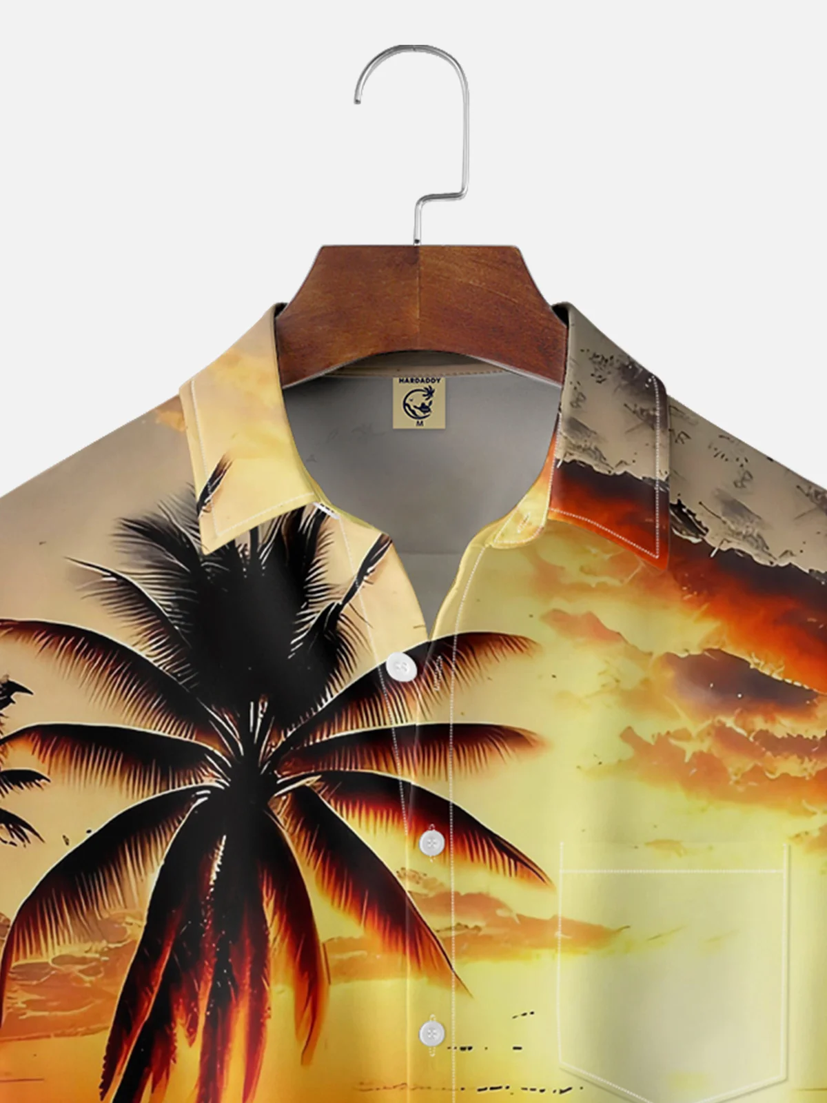 Moisture-wicking Palm Tree Chest Pocket Hawaiian Shirt