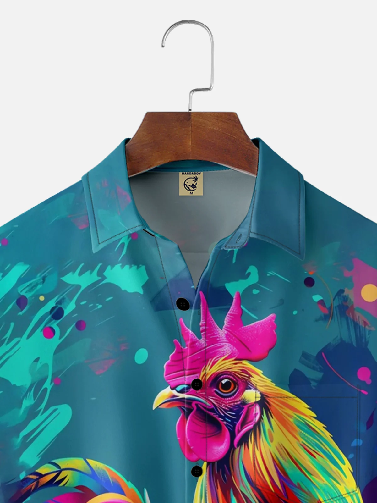 Moisture-wicking Rooster Chest Pocket Hawaiian Shirt