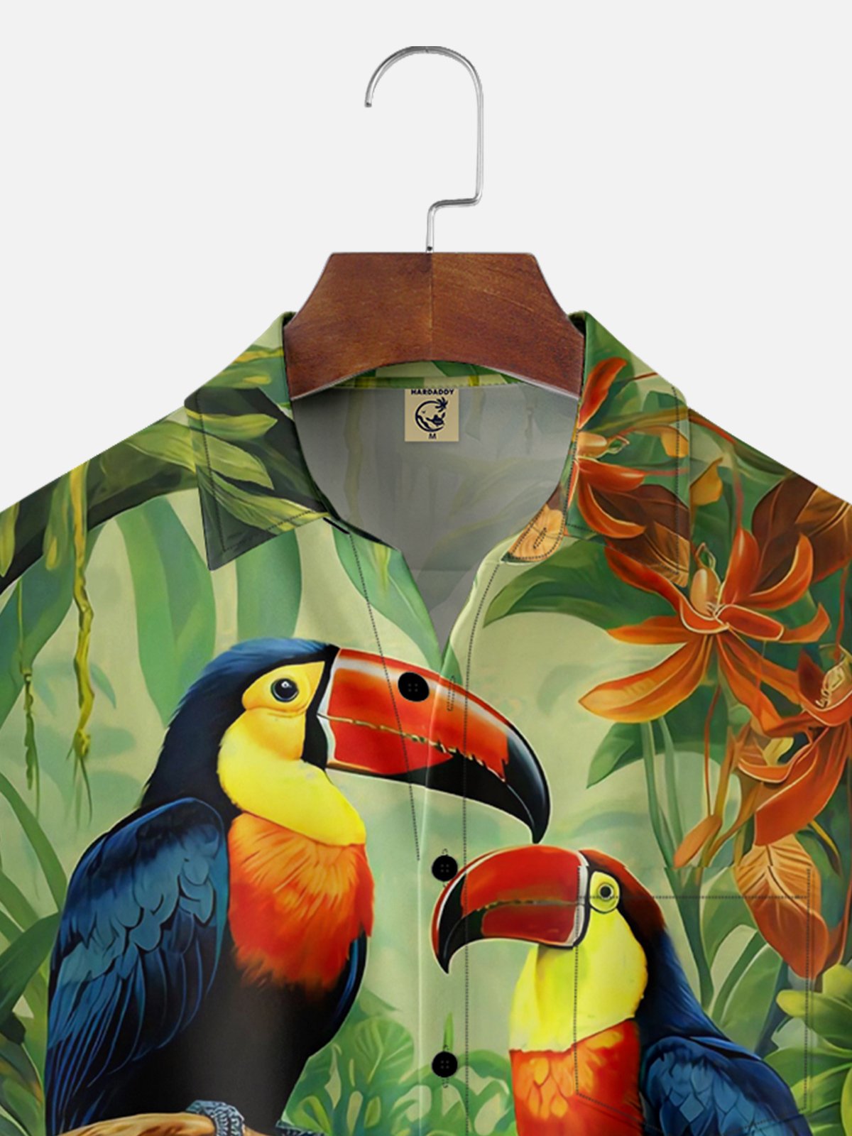 Moisture-wicking Toucan Parrot Chest Pocket Hawaiian Shirt