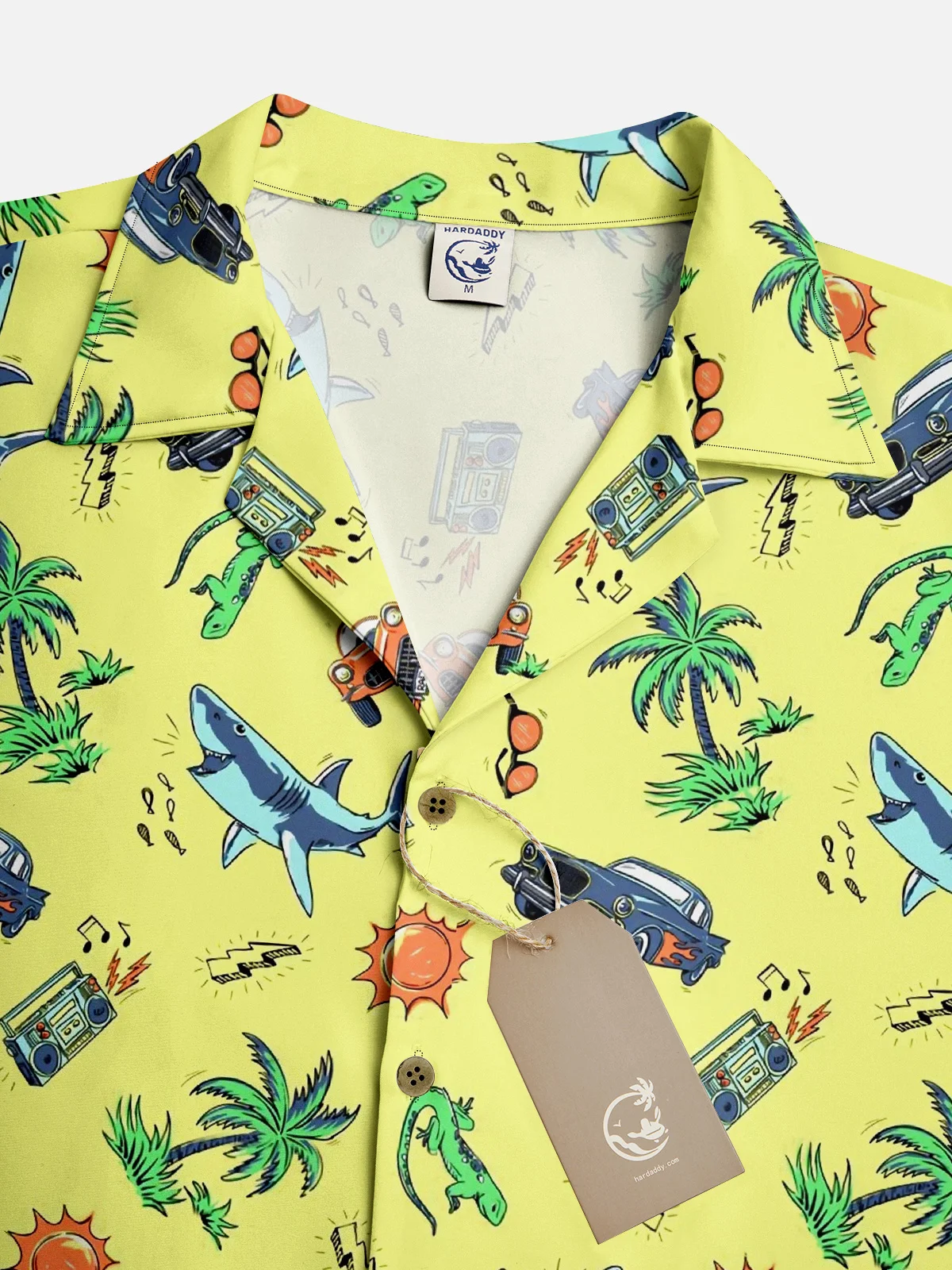 Moisture-wicking Shark Palm Aloha Shirt