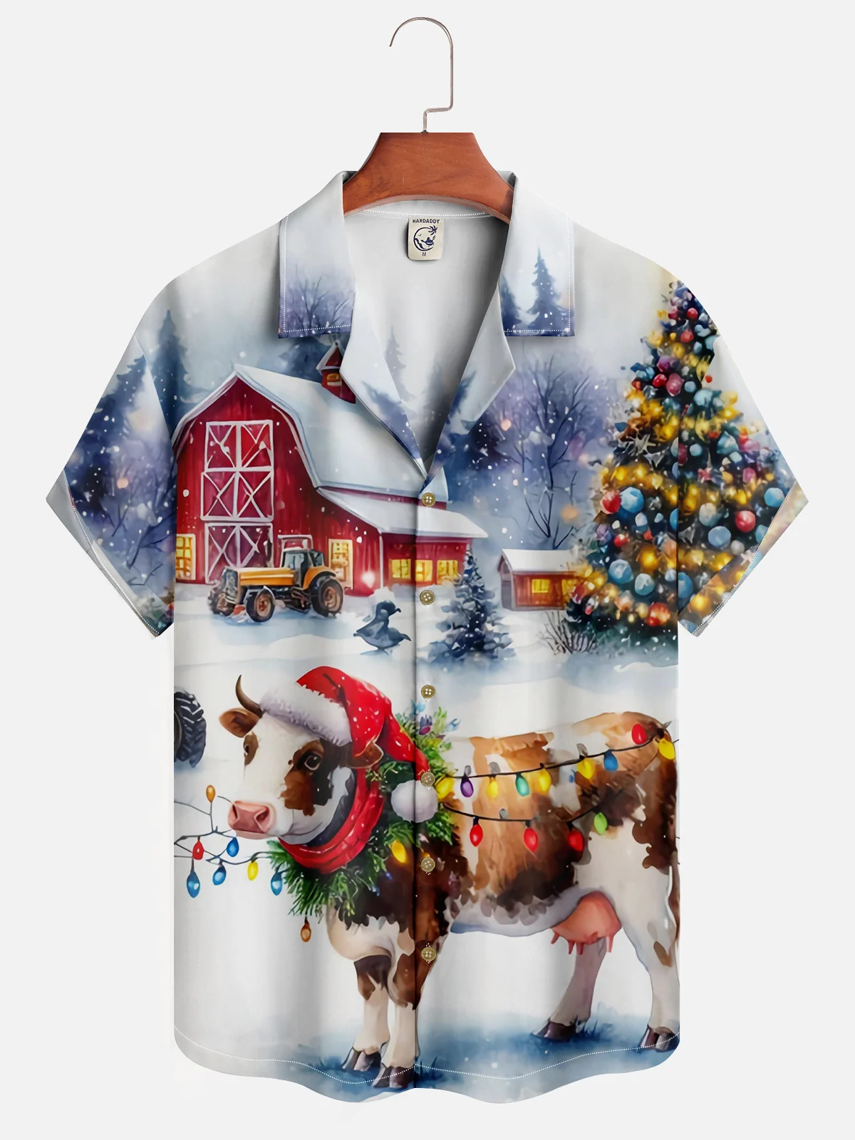 Moisture-wicking Christmas Cow Aloha Shirt