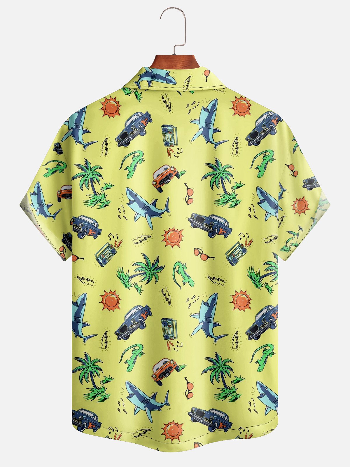 Moisture-wicking Shark Palm Aloha Shirt