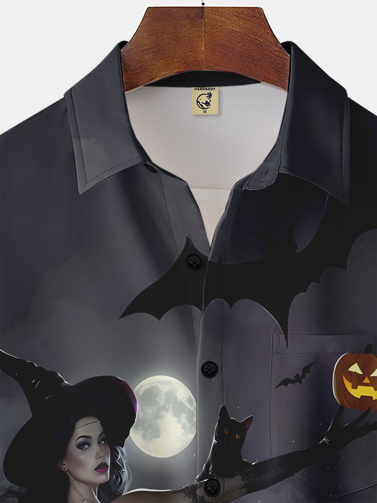 Moisture-wicking Halloween Witch Chest Pocket Holiday Shirt