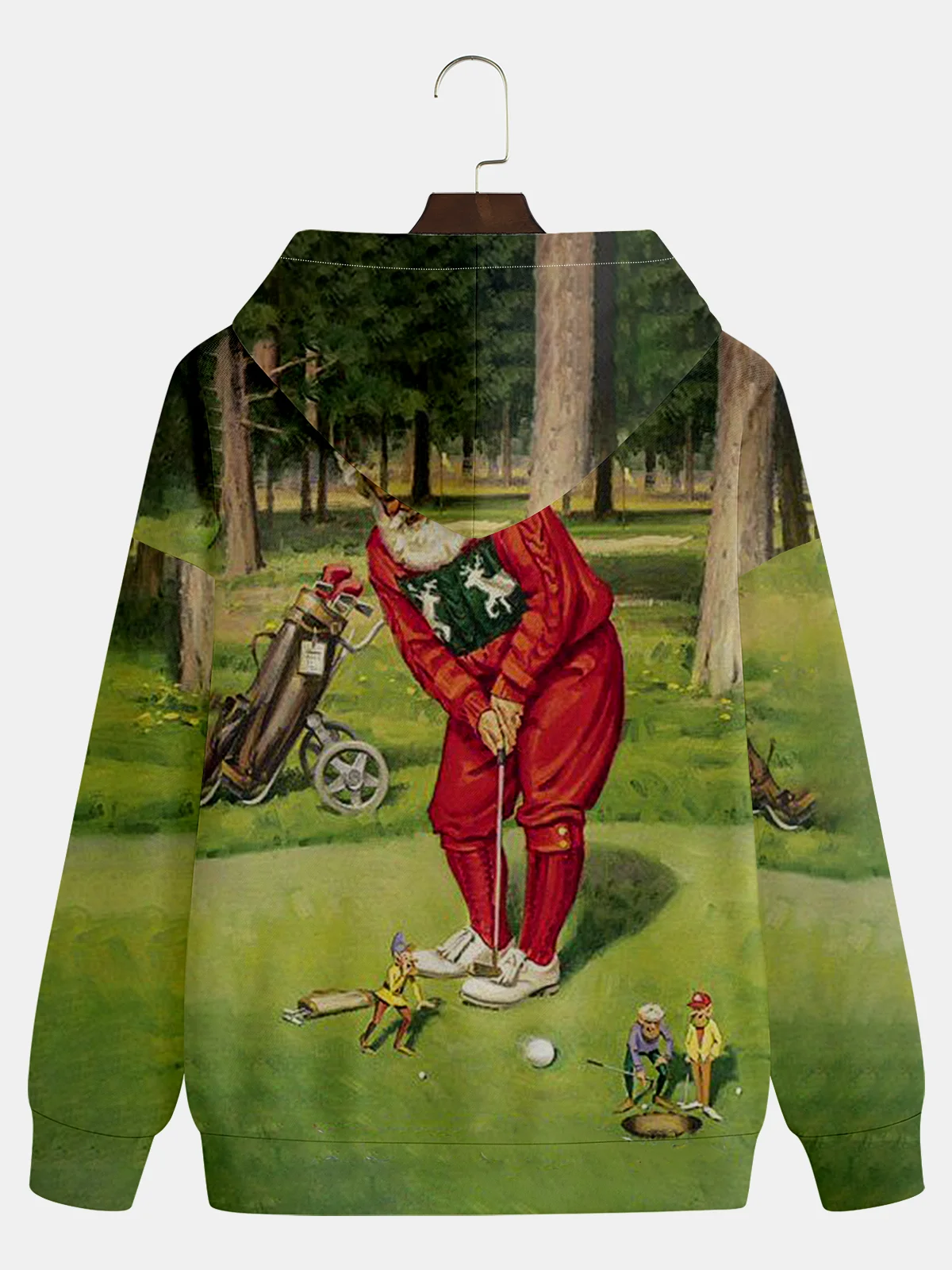 Santa Claus Golfing Hoodie Sweatshirt