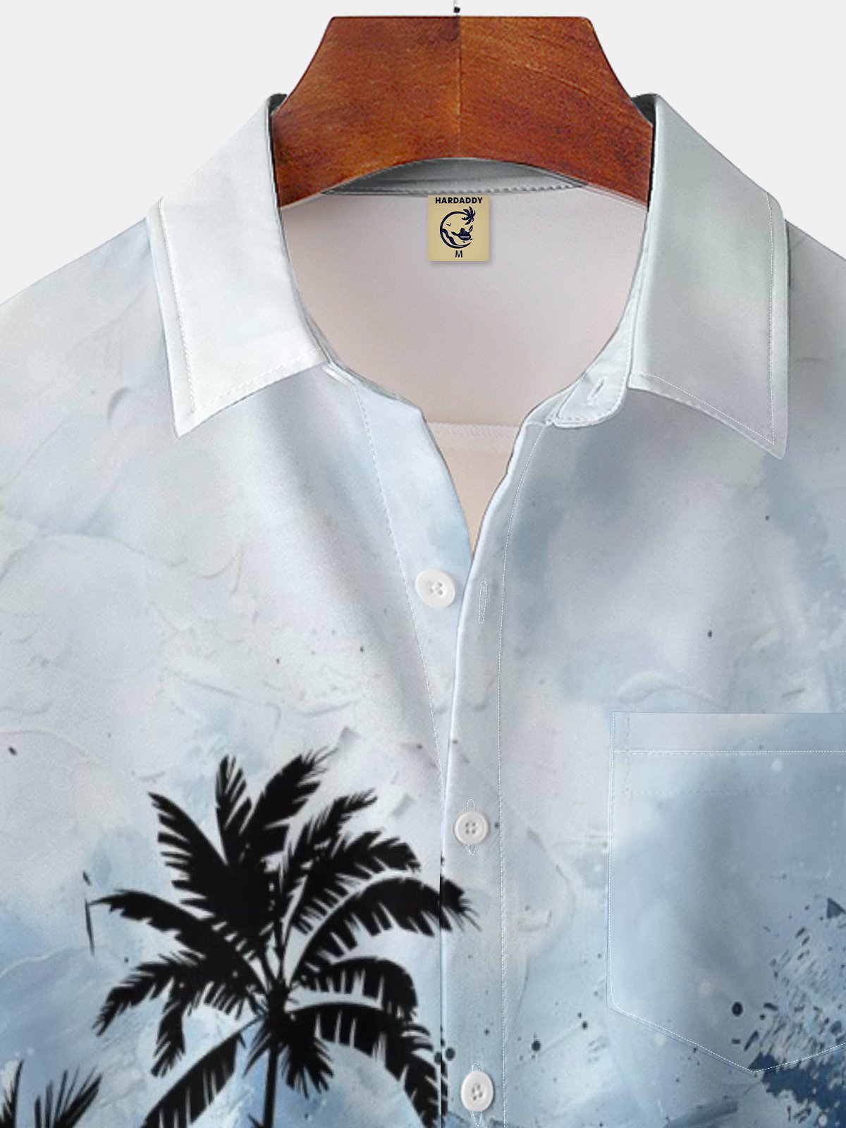 Moisture-wicking Palm Tree Chest Pocket Hawaiian Shirt