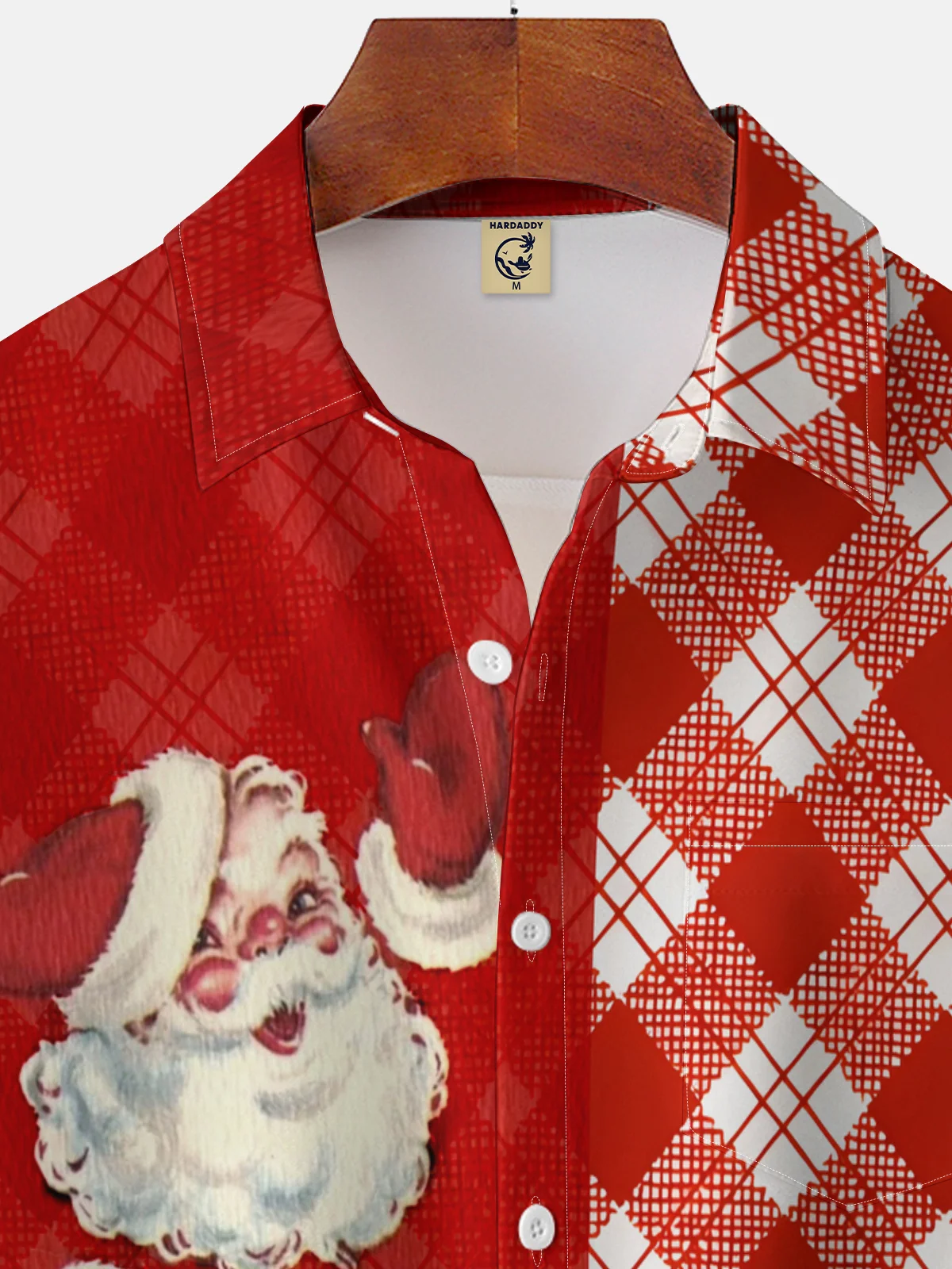 Moisture-wicking Christmas Santa Chest Pocket Casual Shirt