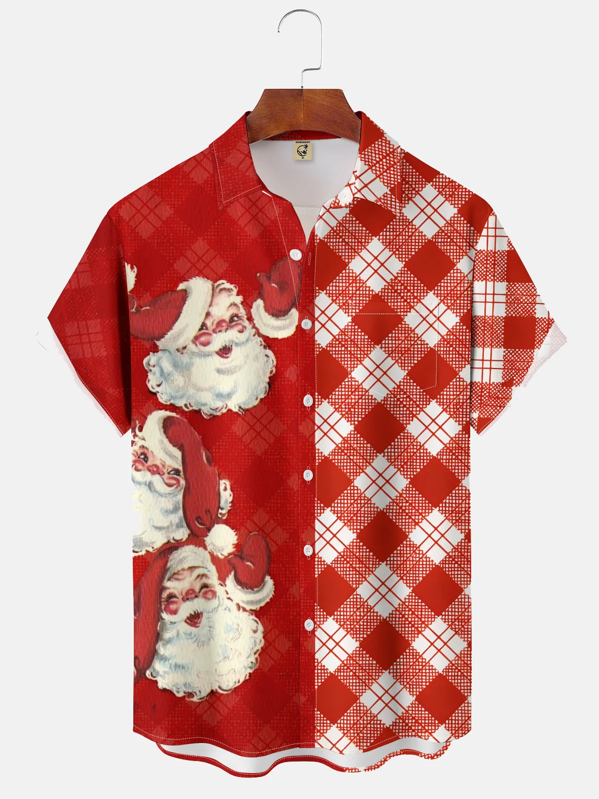 Moisture-wicking Christmas Santa Chest Pocket Casual Shirt