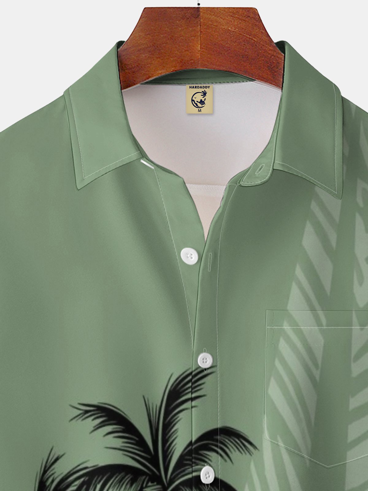 Moisture-wicking Palm Tree Chest Pocket Hawaiian Shirt