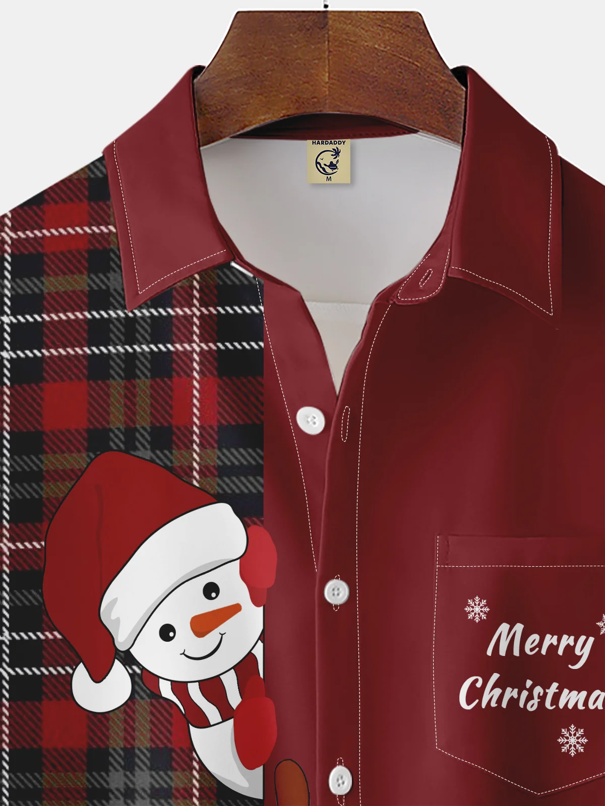 Moisture-wicking Christmas Santa Chest Pocket Casual Shirt