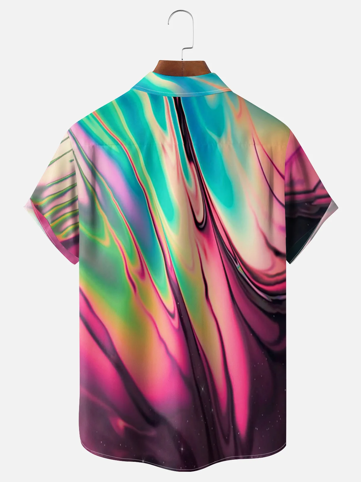 Moisture-wicking Abstract Aurora Art Chest Pocket Hawaiian Shirt