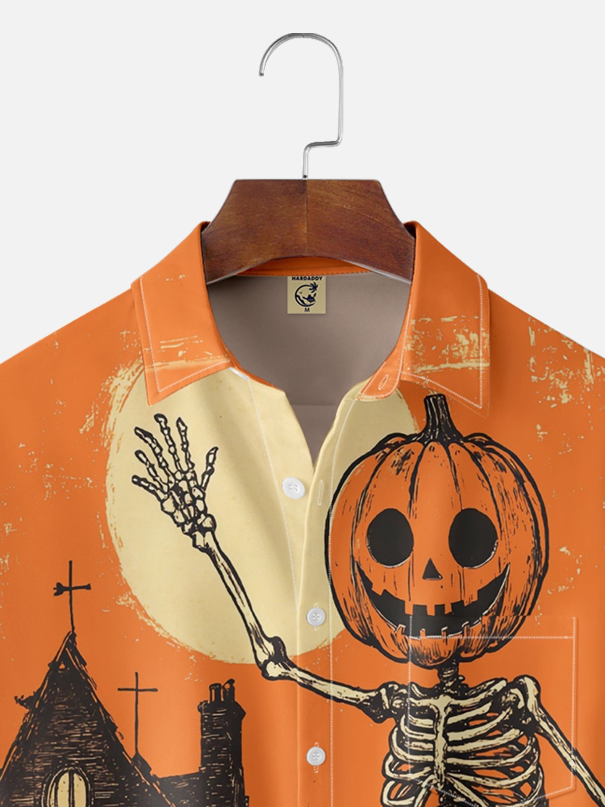 Moisture wicking Halloween Pumpkin Skull Hawaiian Shirt