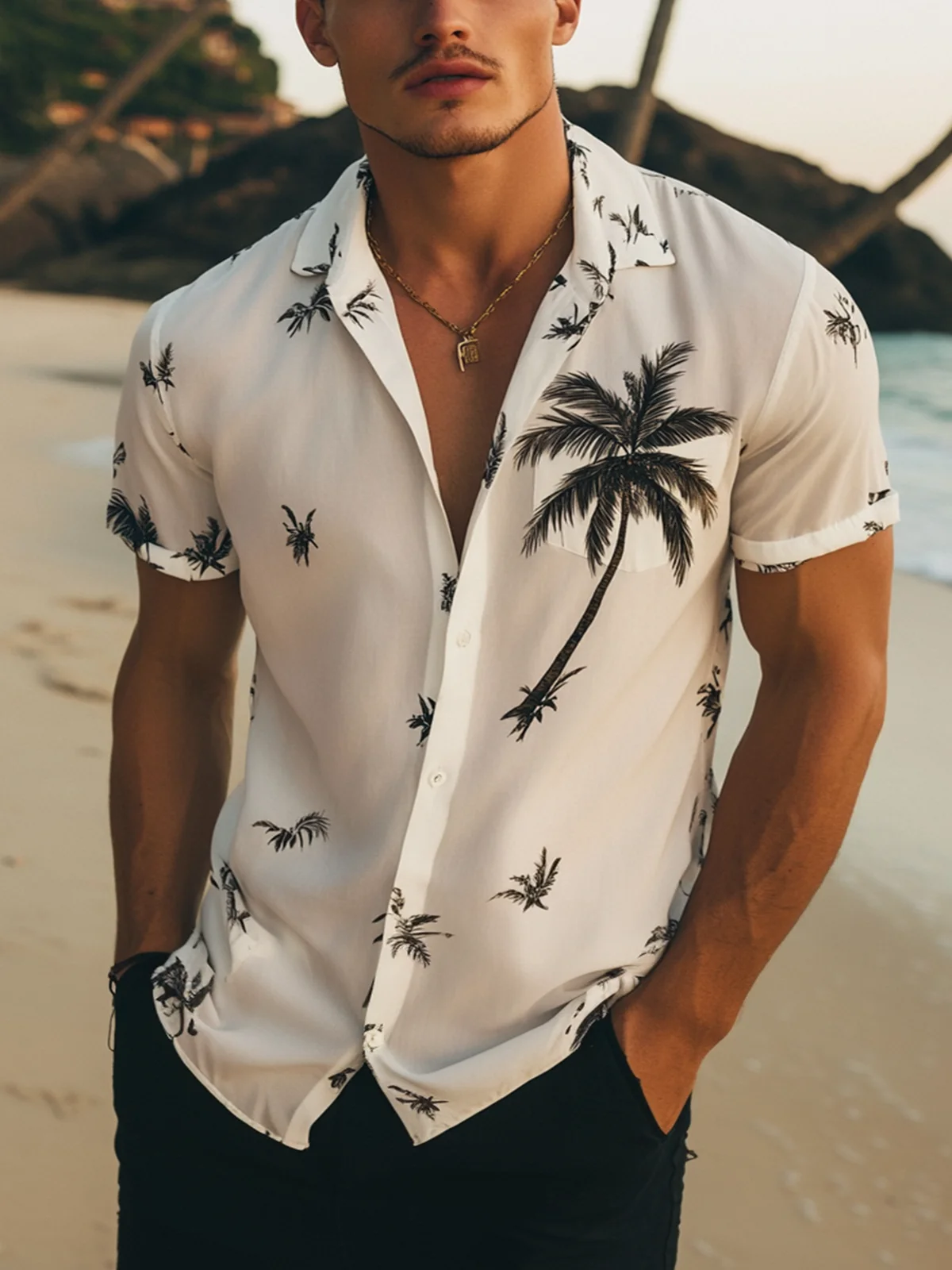 Moisture Wicking Coconut Tree Hawaiian Shirt