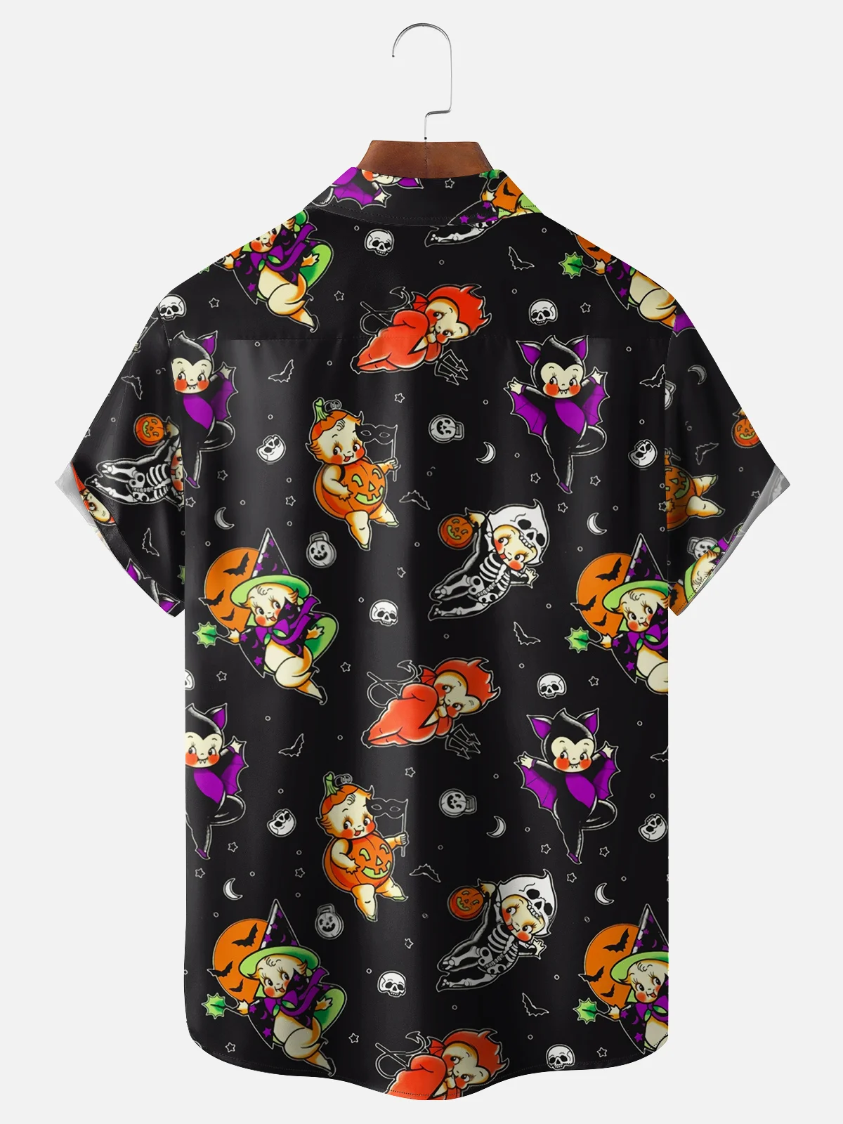 Moisture Wicking Halloween Bat Skull little Girl Hawaiian Shirt