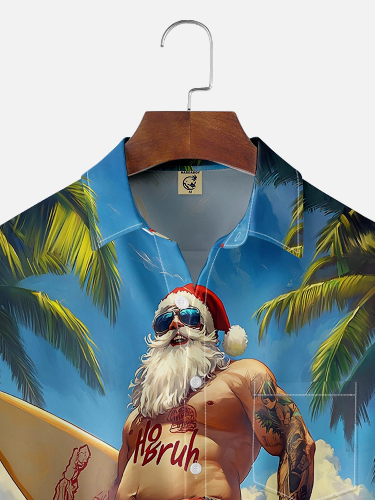 Moisture Wicking Santa Surf Hawaiian Shirt