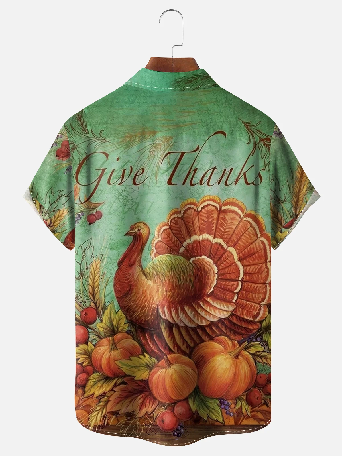 Moisture-wicking Thanksgiving Art Turkey Chest Pocket Hawaiian Shirt