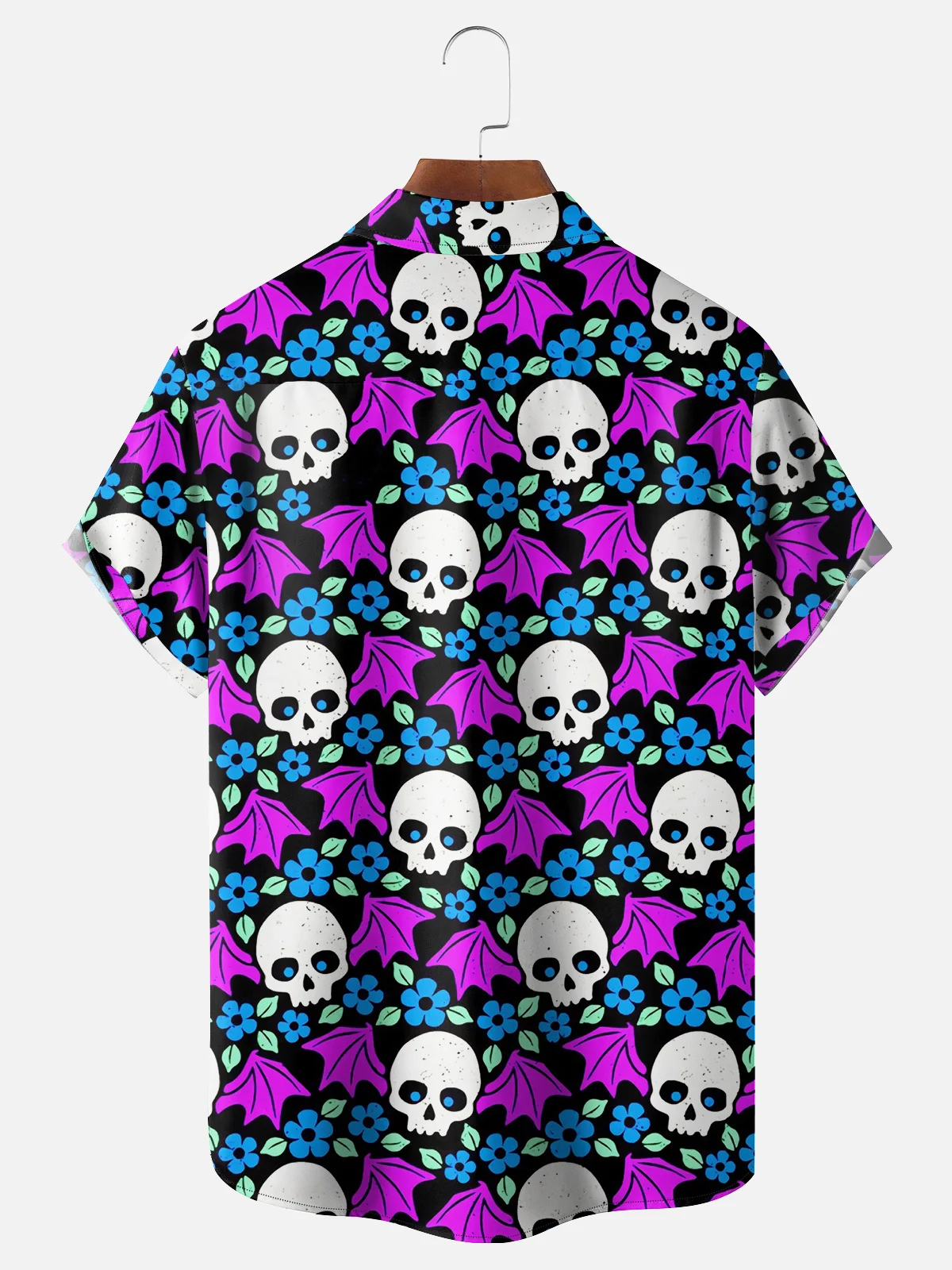 Moisture-wicking Flying Skeleton Funny Chest Pocket Hawaiian Shirt