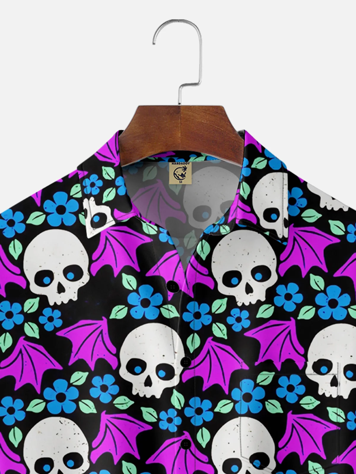 Moisture-wicking Flying Skeleton Funny Chest Pocket Hawaiian Shirt