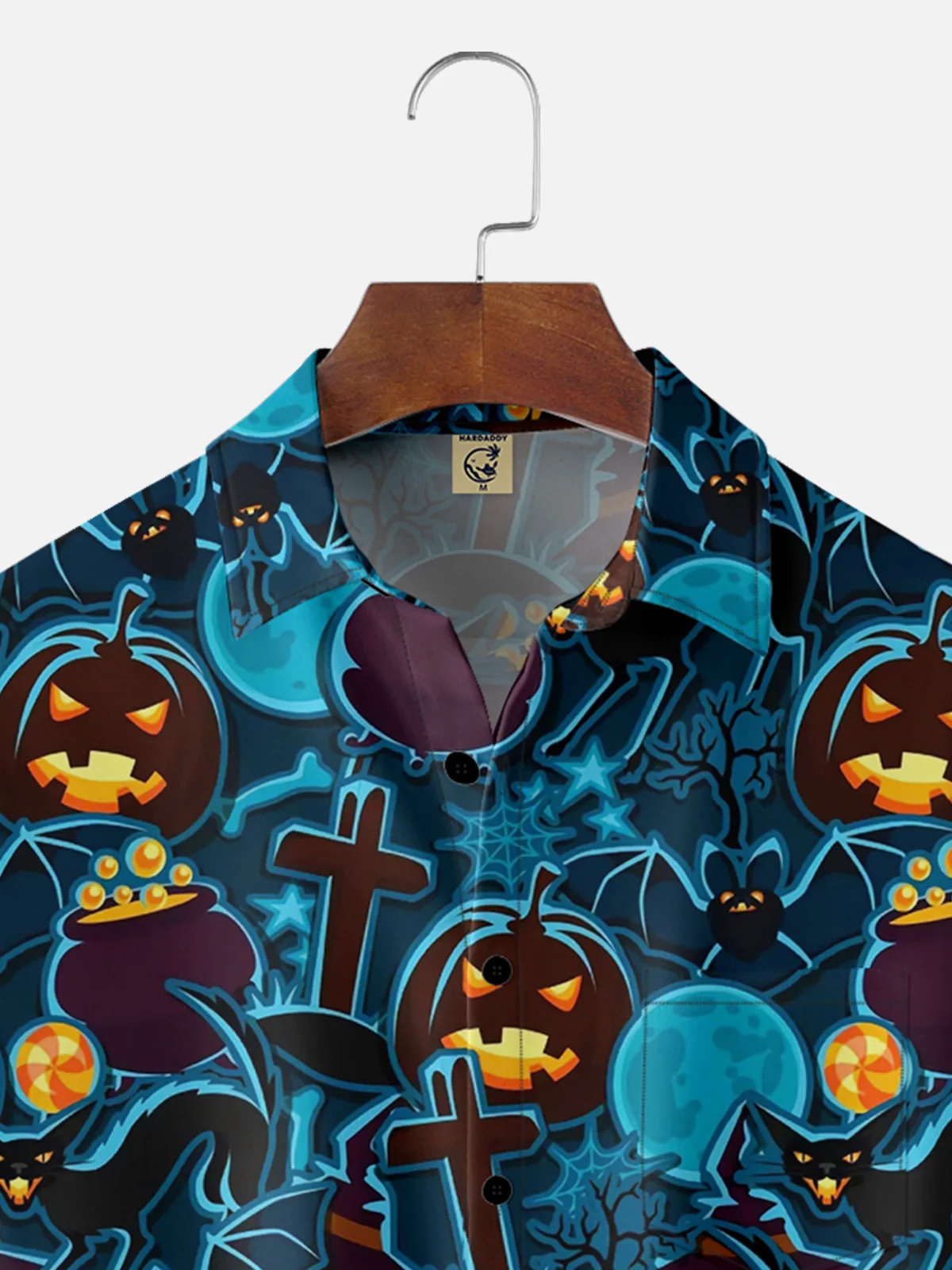 Moisture Wicking Halloween Pumpkin Bat Cat Hawaiian Shirt