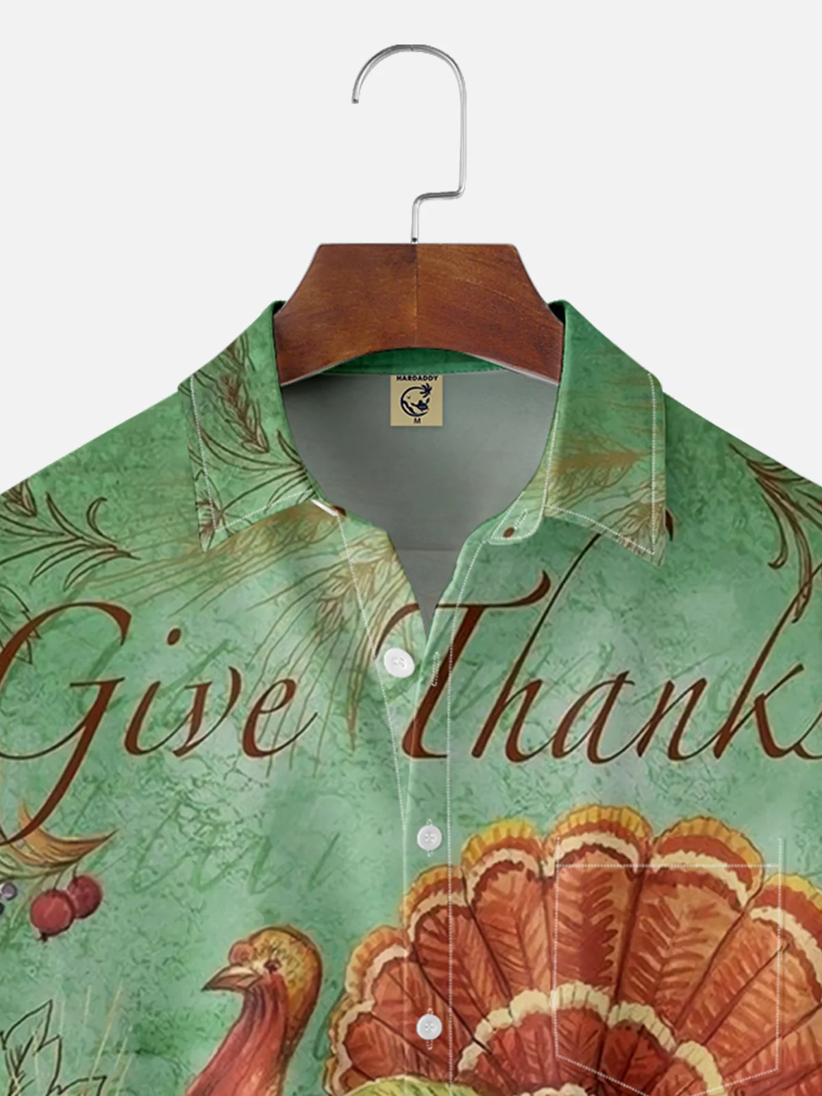 Moisture-wicking Thanksgiving Art Turkey Chest Pocket Hawaiian Shirt