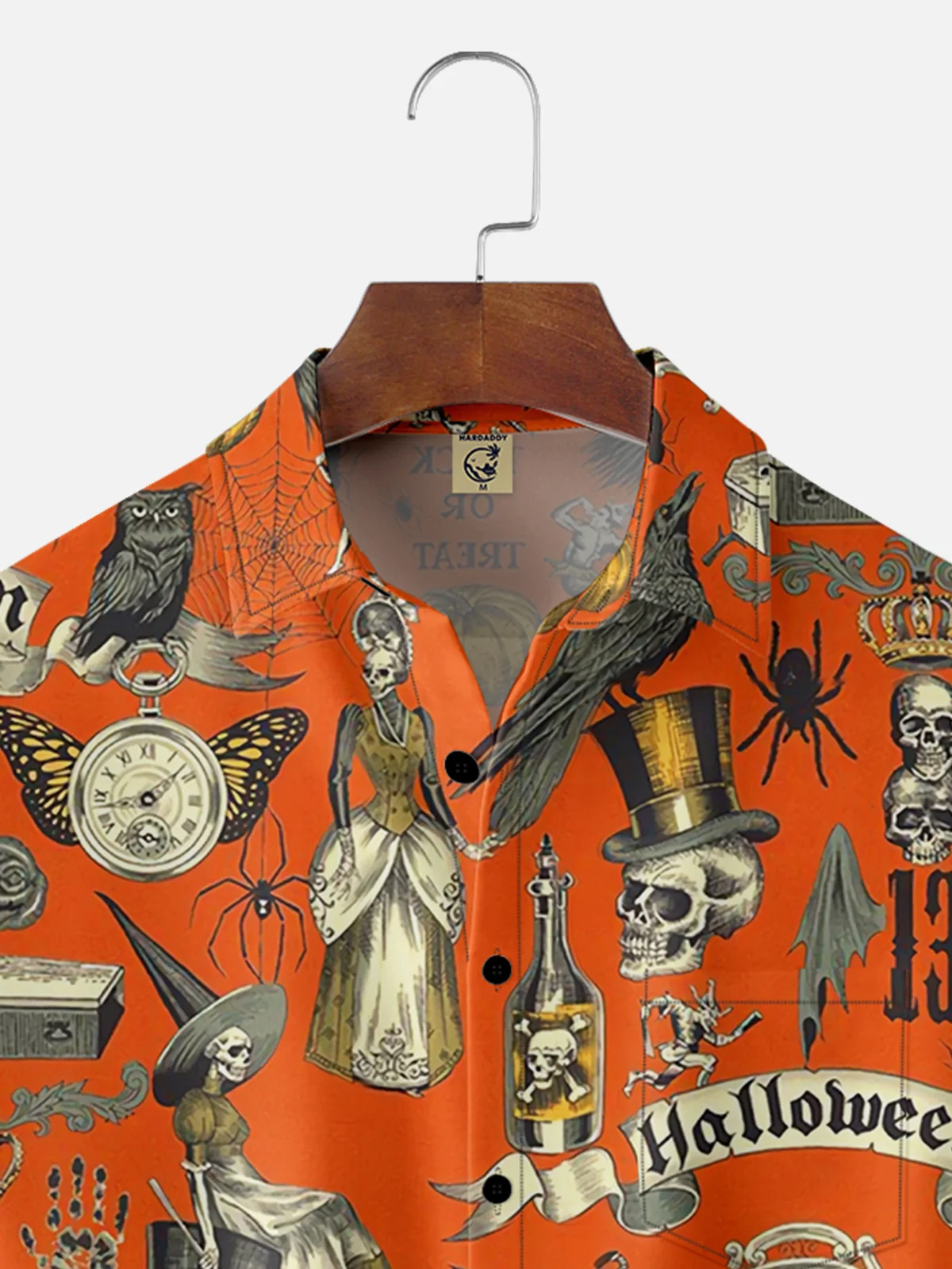 Moisture-wicking Halloween Vintage Illustration Chest Pocket Hawaiian Shirt