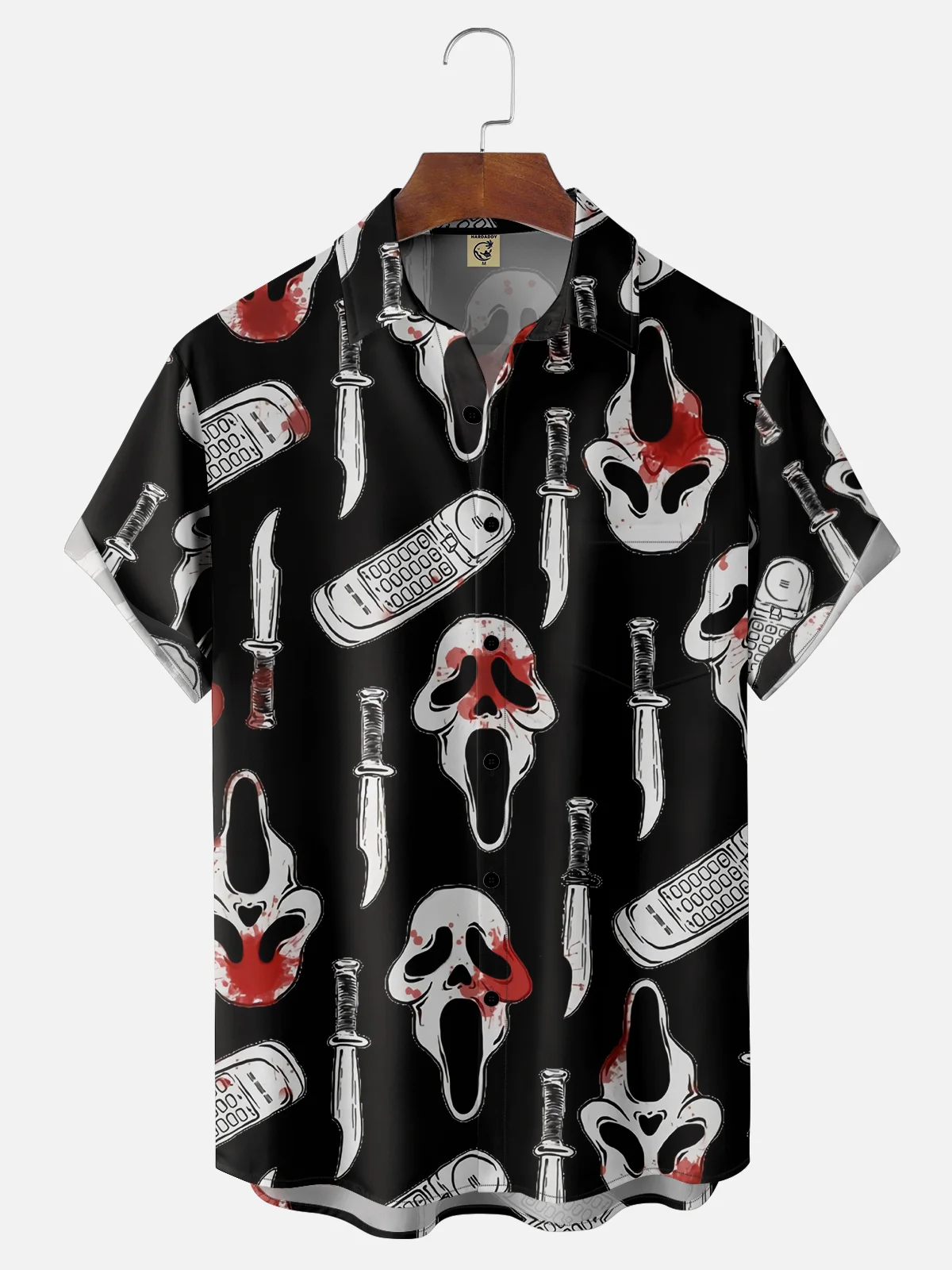 Moisture wicking Halloween Ghost Face Hawaiian Shirt