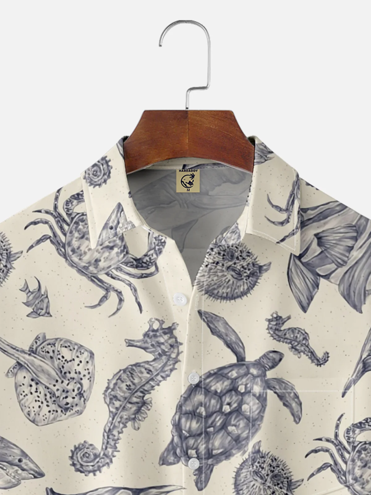 Moisture-wicking Marine Animals Chest Pocket Hawaiian Shirt