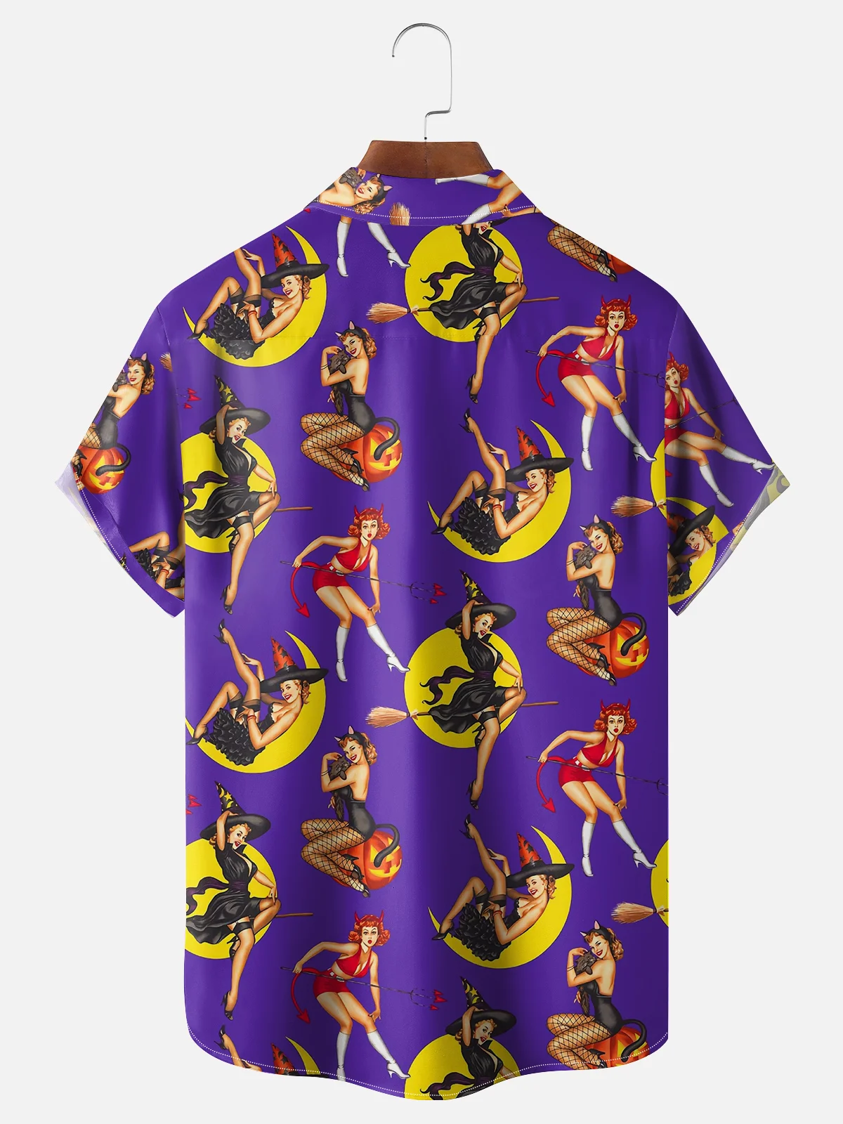 Moisture Wicking Halloween Pumpkin Witch Hawaiian Shirt