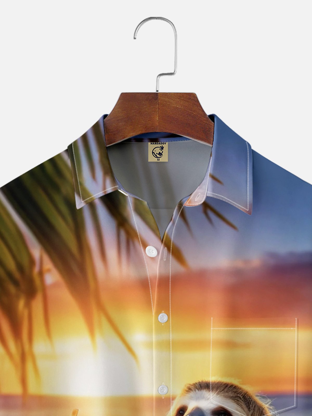 Moisture-wicking Sloth's Summer Beach Chest Pocket Hawaiian Shirt