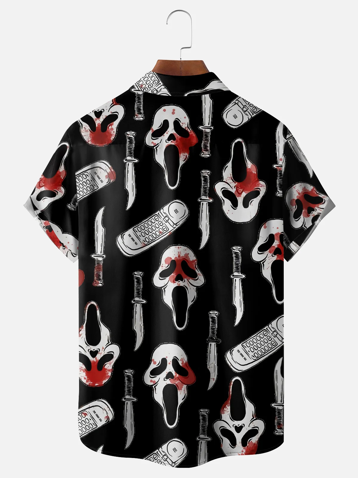 Moisture wicking Halloween Ghost Face Hawaiian Shirt