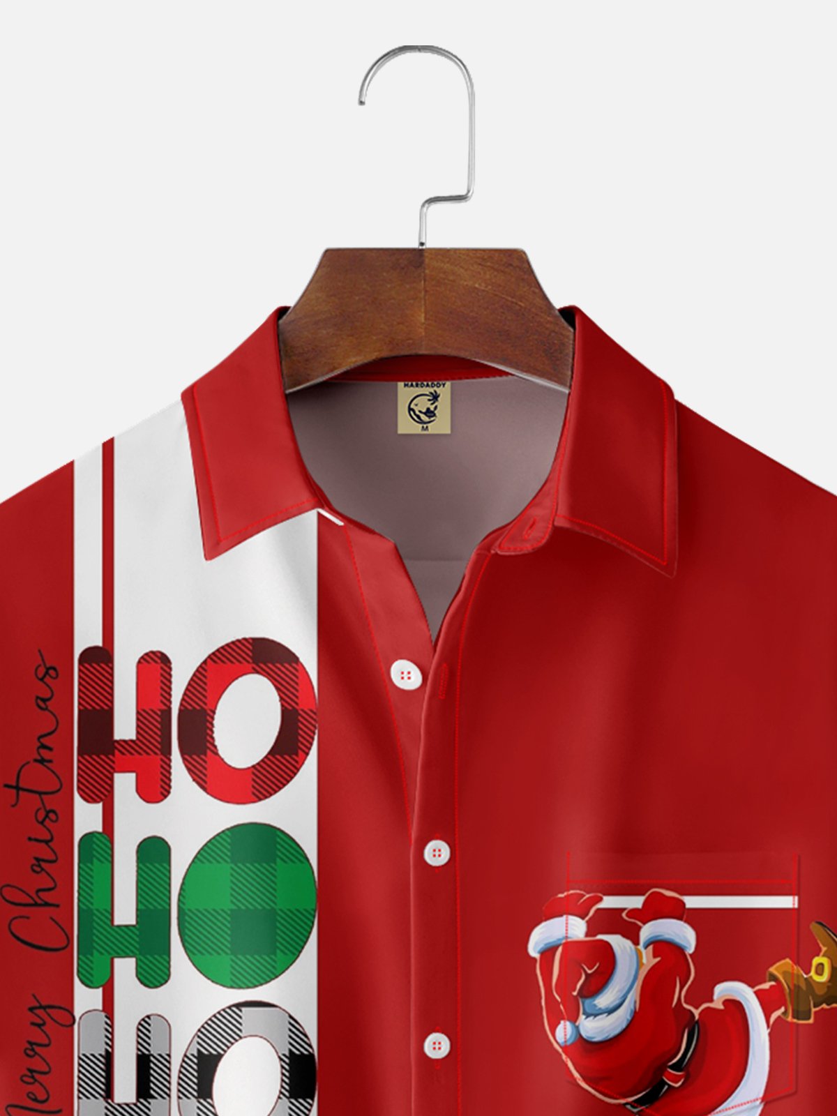 Moisture-wicking Christmas Fun Drawing Chest Pocket Bowling Shirt