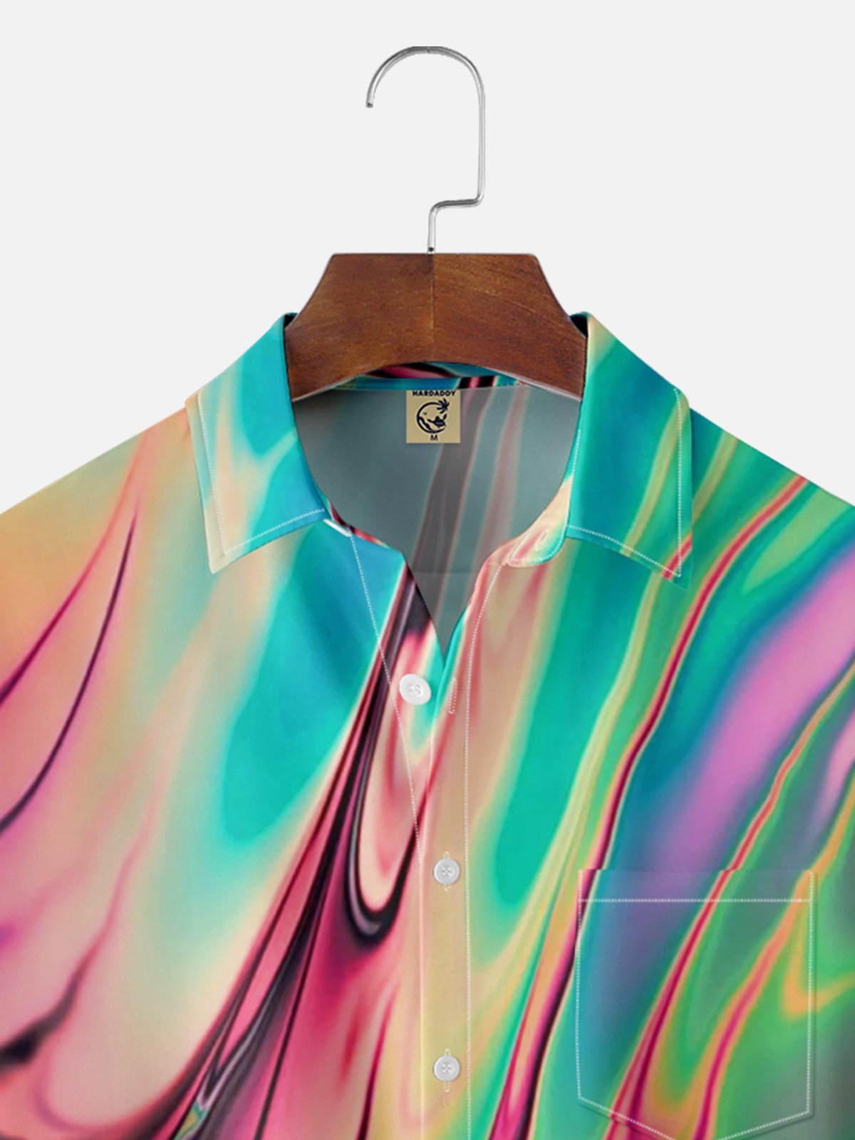 Moisture-wicking Abstract Aurora Art Chest Pocket Hawaiian Shirt