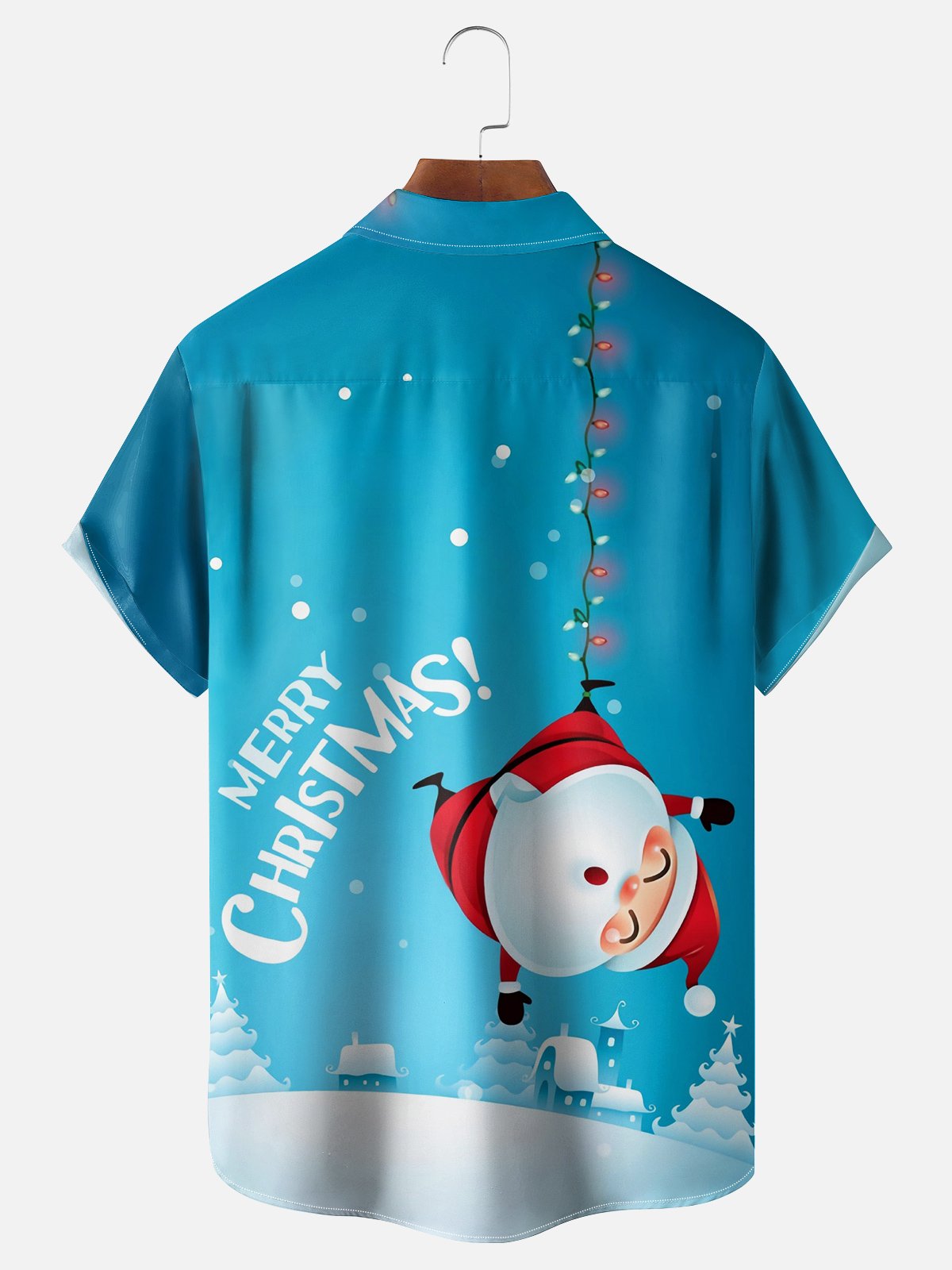 Moisture-wicking Christmas Santa Chest Pocket Casual Shirt