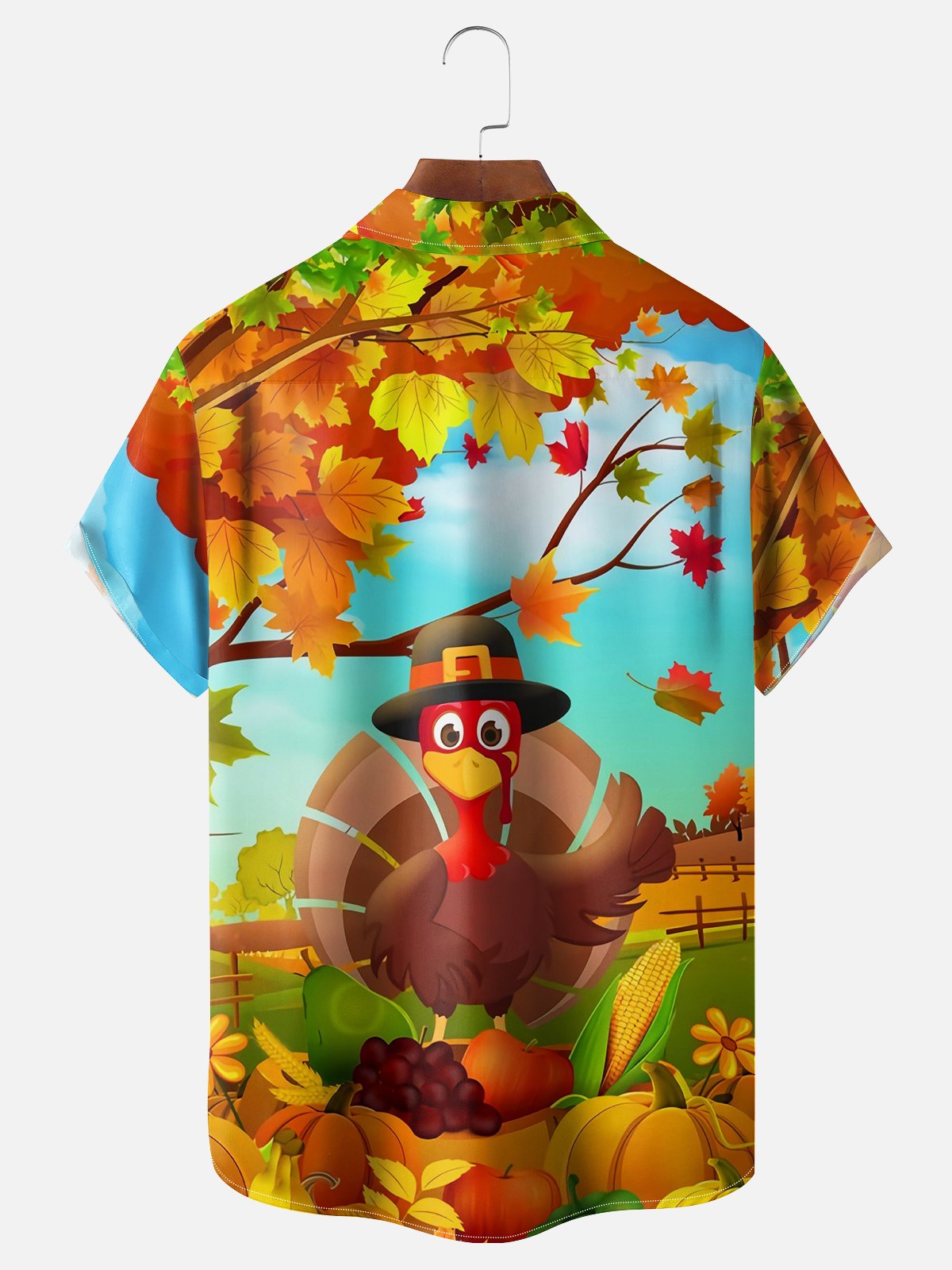 Moisture-wicking Thanksgiving Turkey Chest Pocket Holiday Shirt