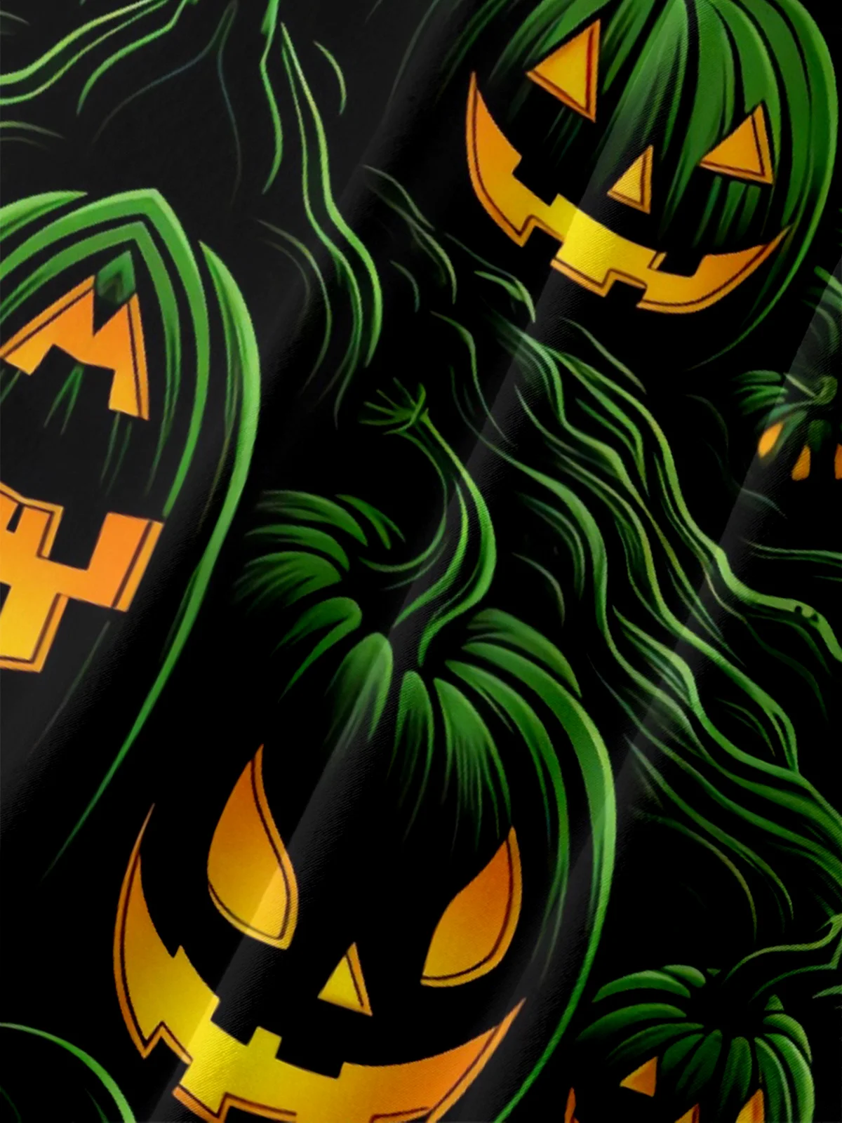 Moisture-wicking Halloween Pumpkin Chest Pocket Hawaiian Shirt