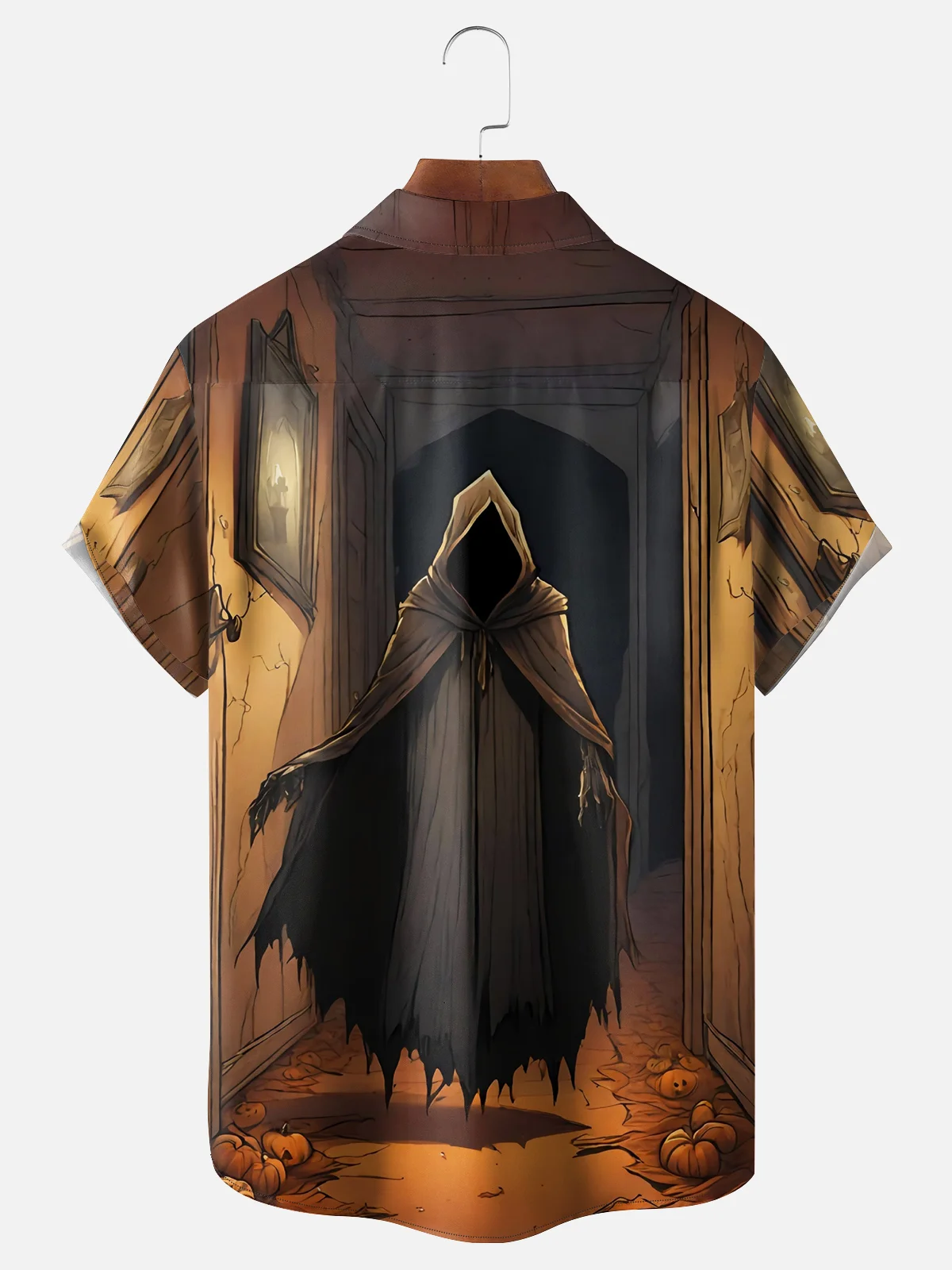 Moisture-wicking Halloween Ghost Chest Pocket Casual Shirt