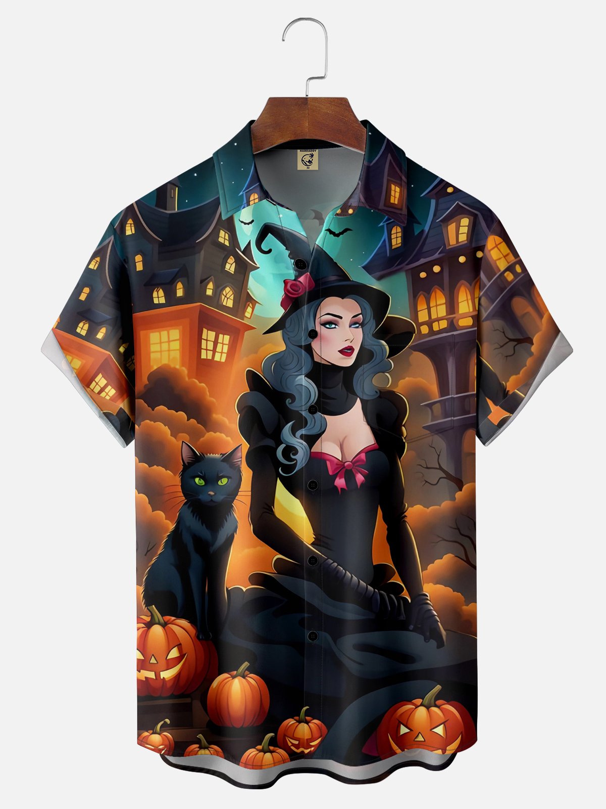 Moisture-wicking Halloween Witch Chest Pocket Holiday Shirt