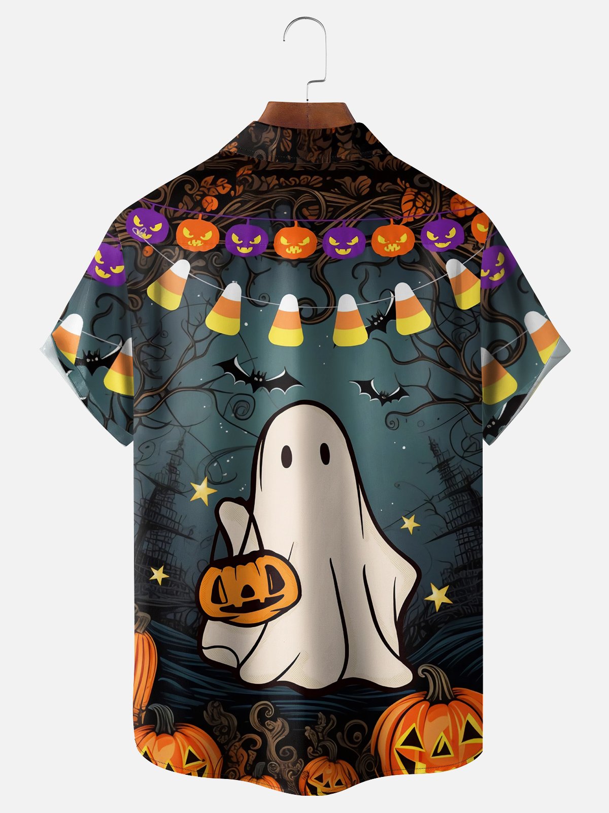 Moisture-wicking Halloween Ghost Chest Pocket Casual Shirt