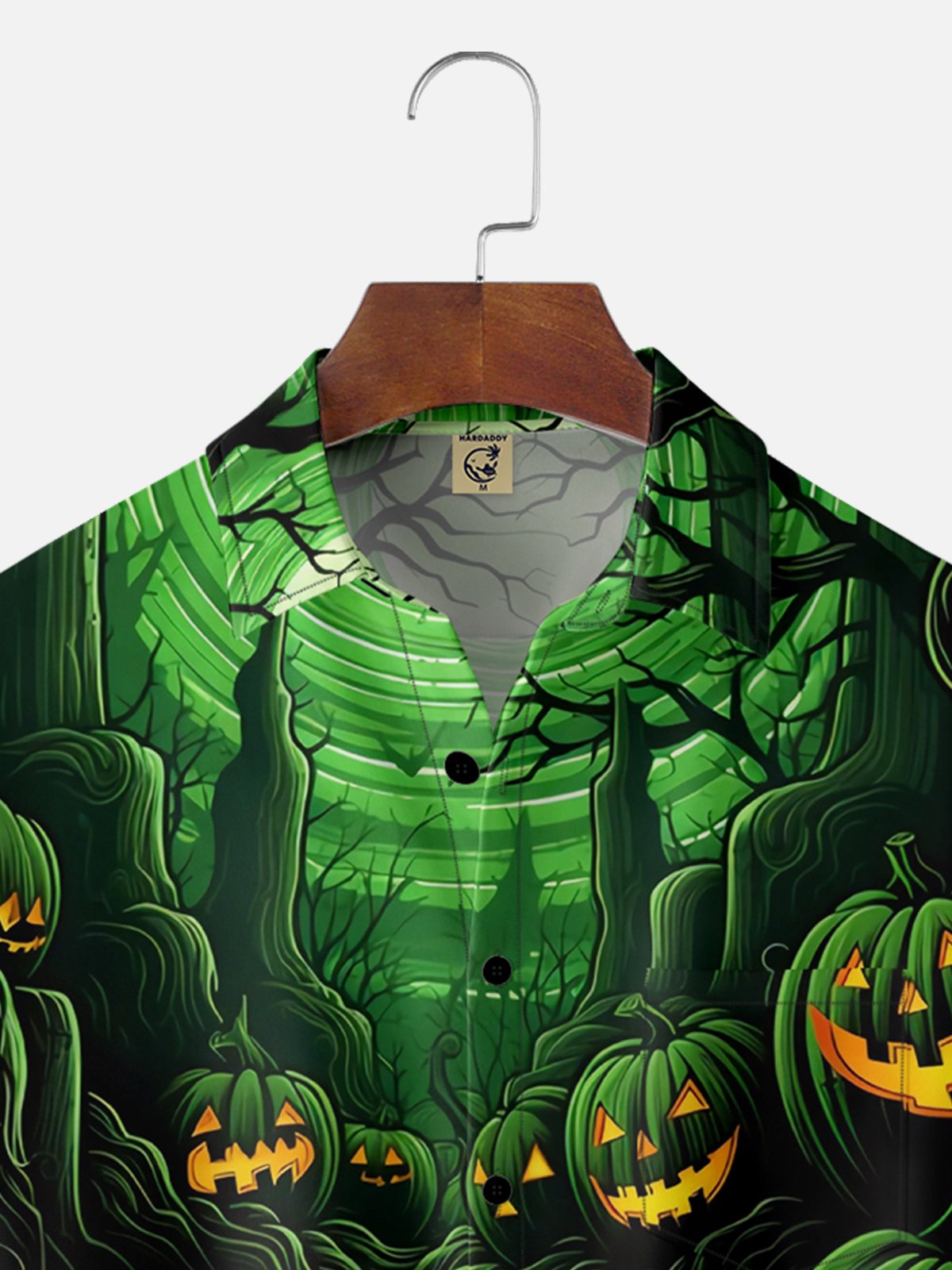 Moisture-wicking Halloween Pumpkin Chest Pocket Hawaiian Shirt