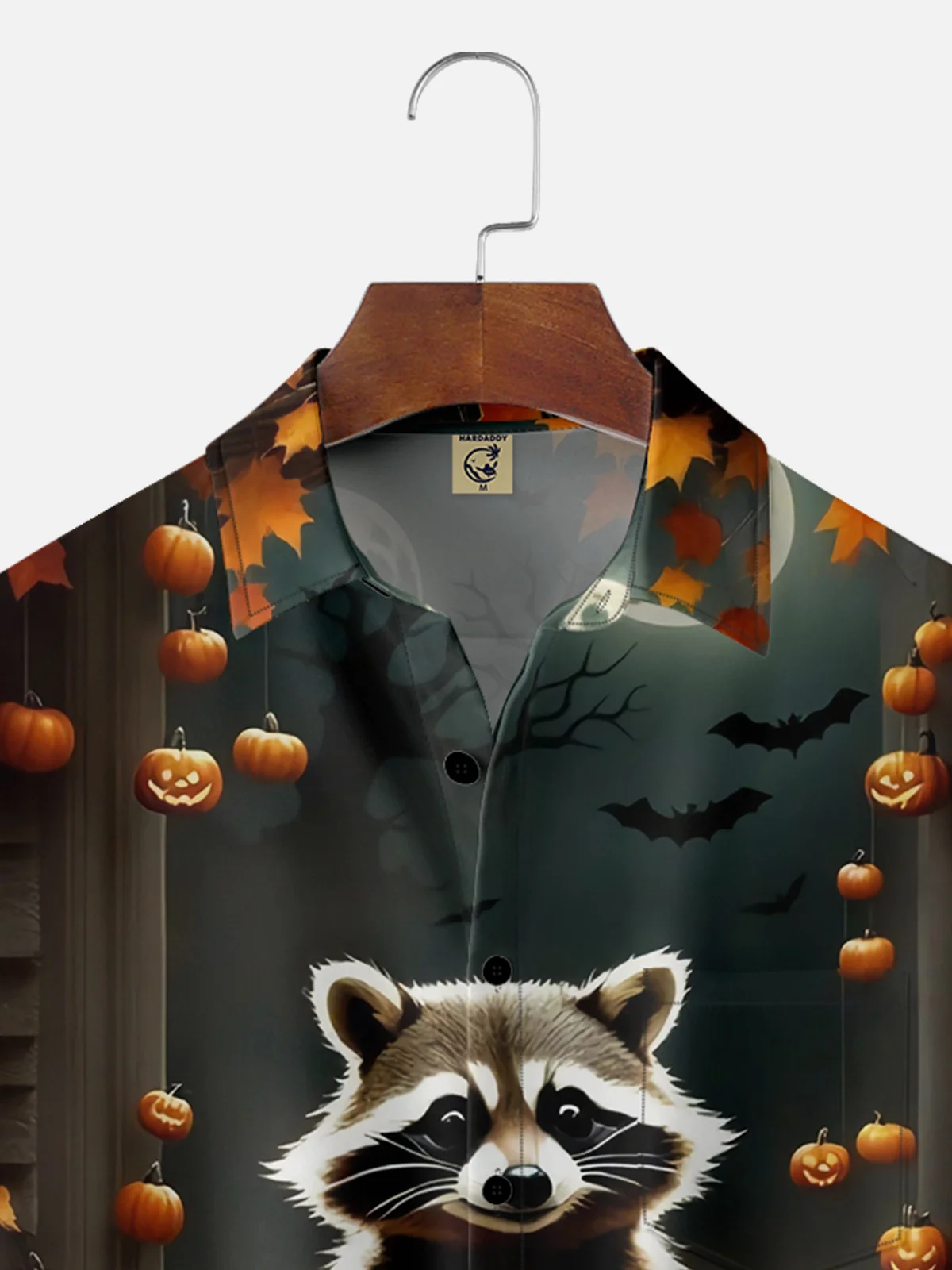 Moisture-wicking Halloween Raccoon Chest Pocket Casual Shirt